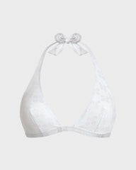 Halter Bikini Top Turtle Monogram Jacquard - White / Vilebrequin Sale