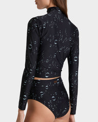 Full Zip Crop Top Rashguard Bubble 3D - Black / Vilebrequin Outlet