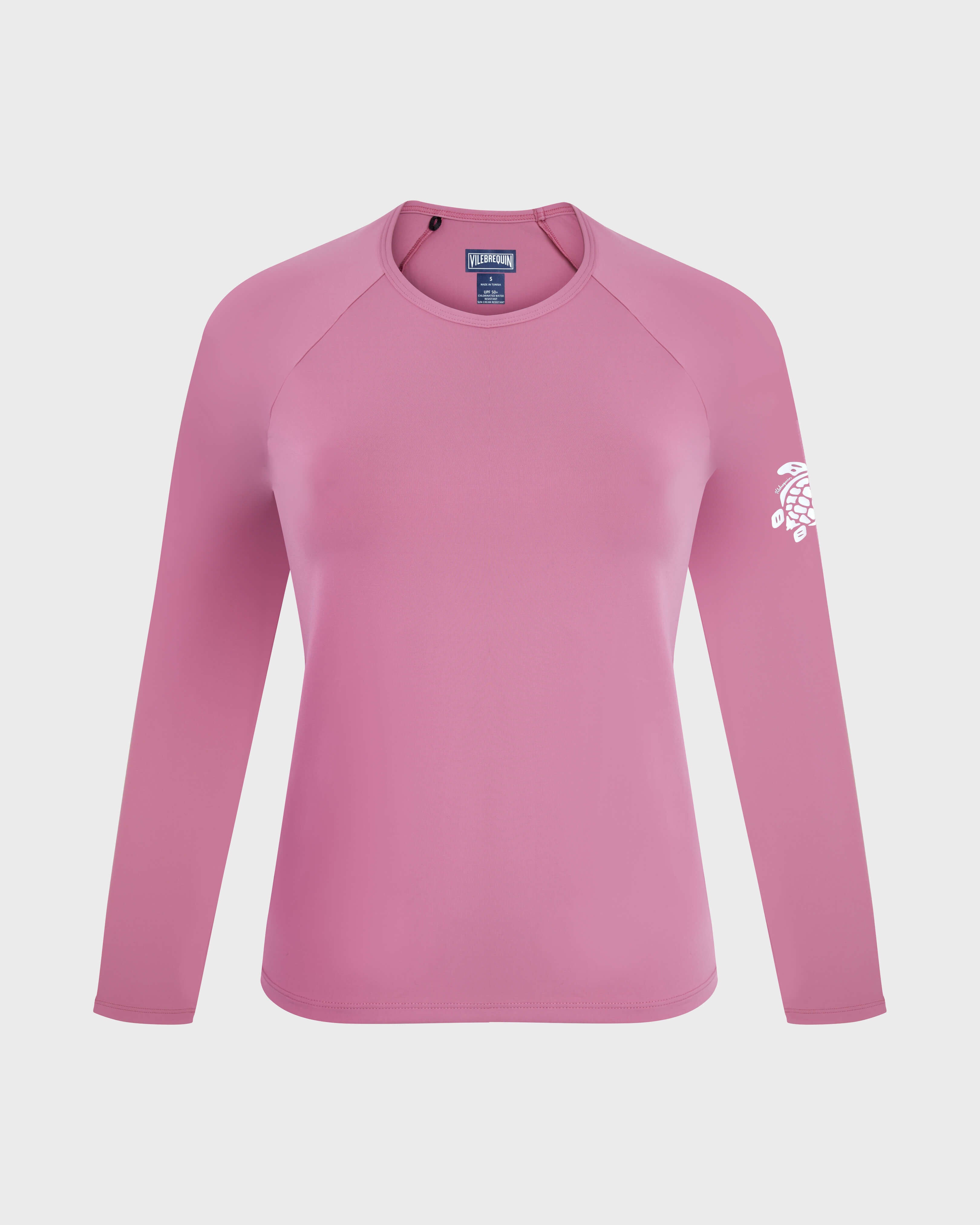 Long Sleeves Rashguard Top Solid - Pink Boudoir / Vilebrequin On sale