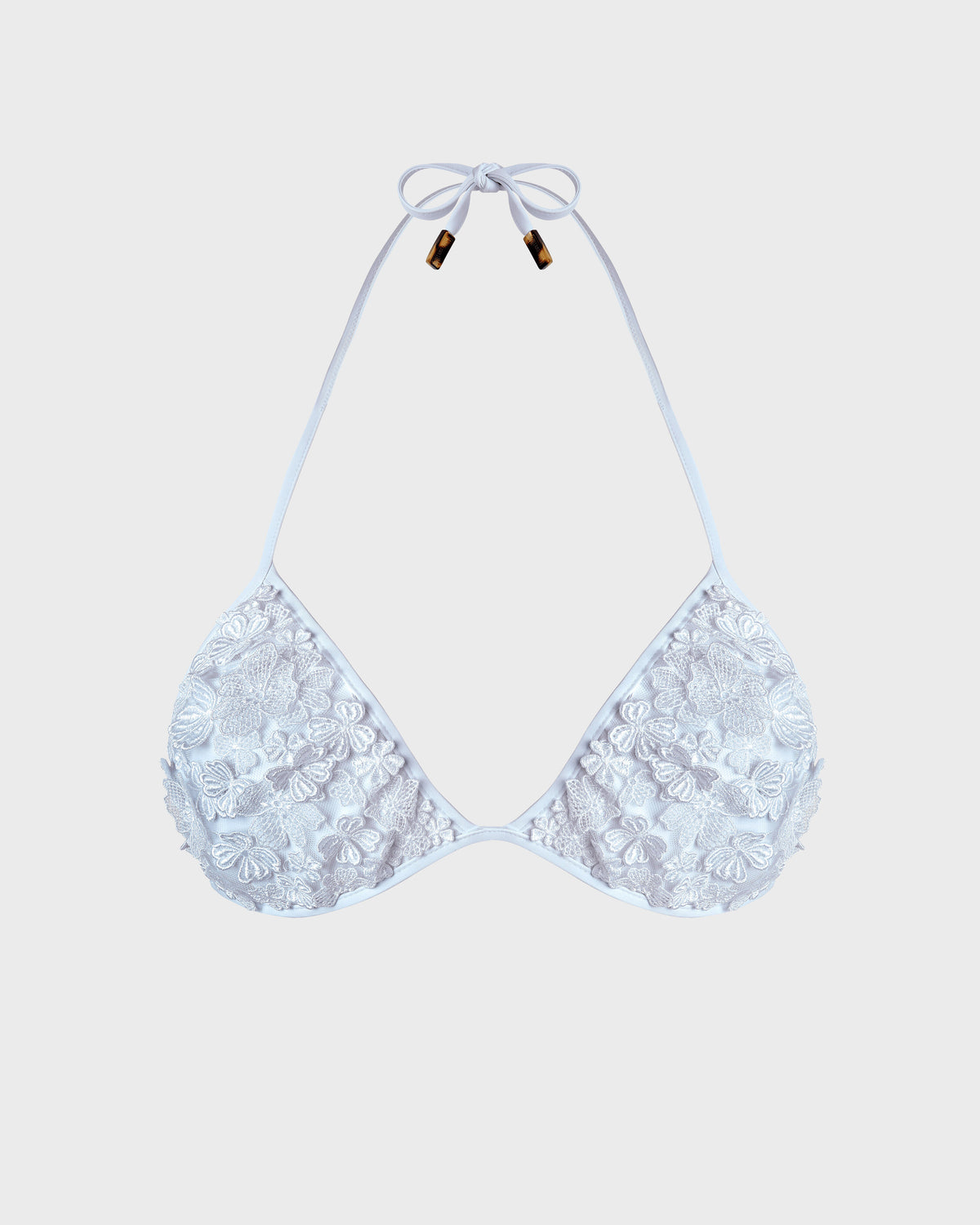 Triangle Bikini Top Embroidered Guipure Florale - White / Vilebrequin For sale
