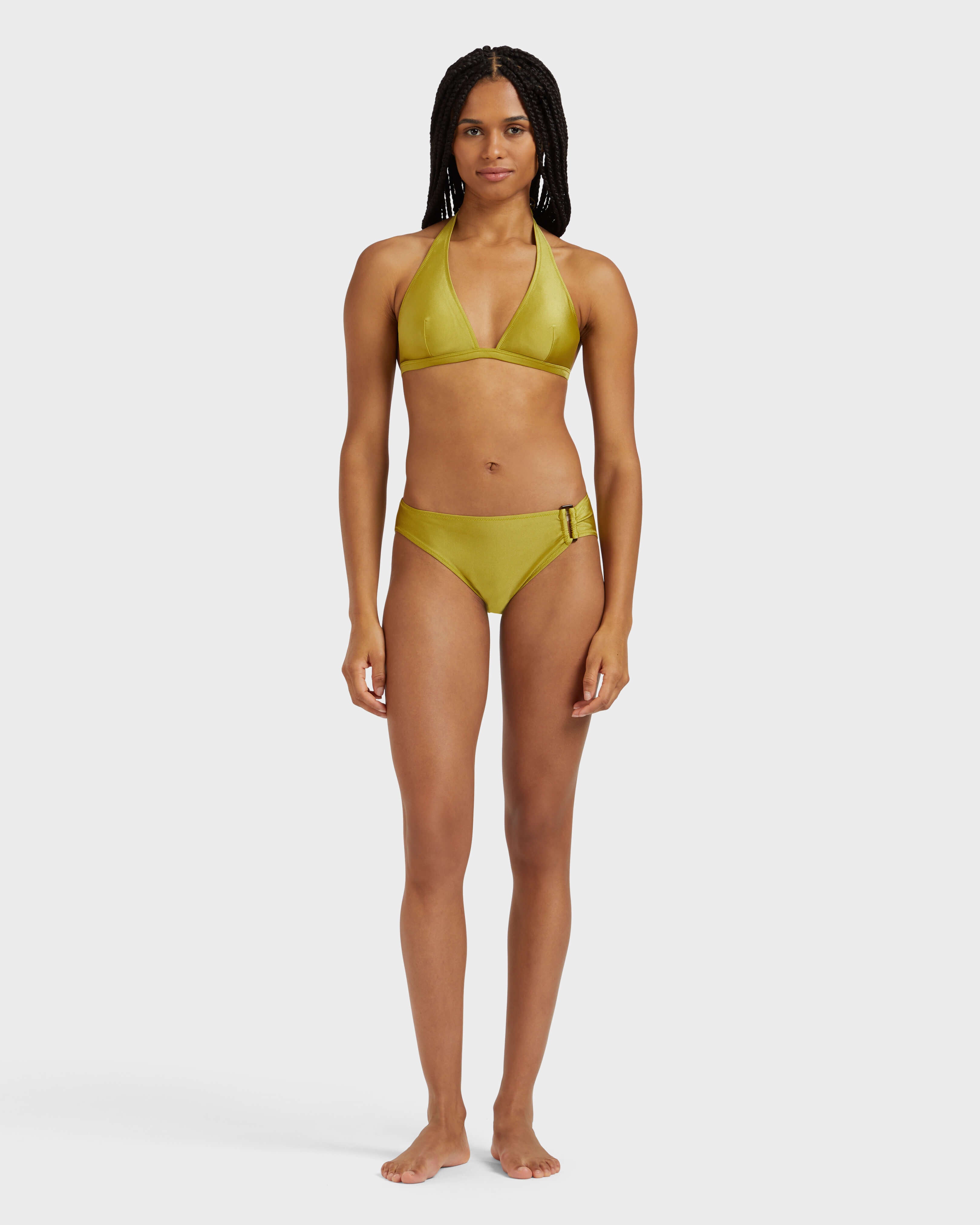 Halter Bikini Stretch Shiny Top Solid - Green Wormwood / Vilebrequin Outlet