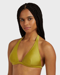 Halter Bikini Stretch Shiny Top Solid - Green Wormwood / Vilebrequin Outlet