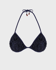 Triangle Bikini Top Embroidered Guipure Florale - Blue Navy / Vilebrequin New