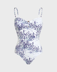 Bandeau One-piece Swimsuit Lavender - White / Vilebrequin New