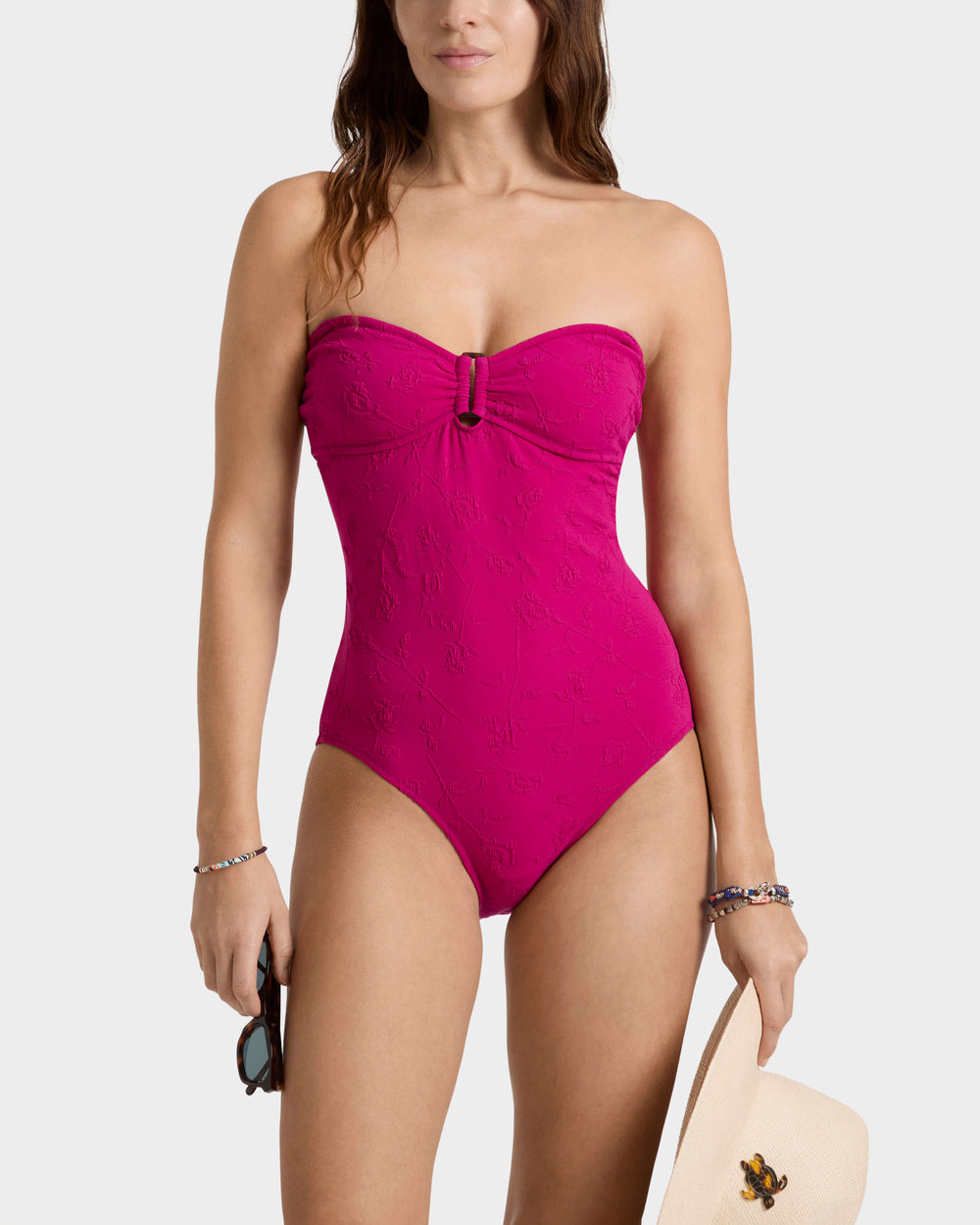 Jacquard One-piece Swimsuit Roses - Red Crimson purple / Vilebrequin Online
