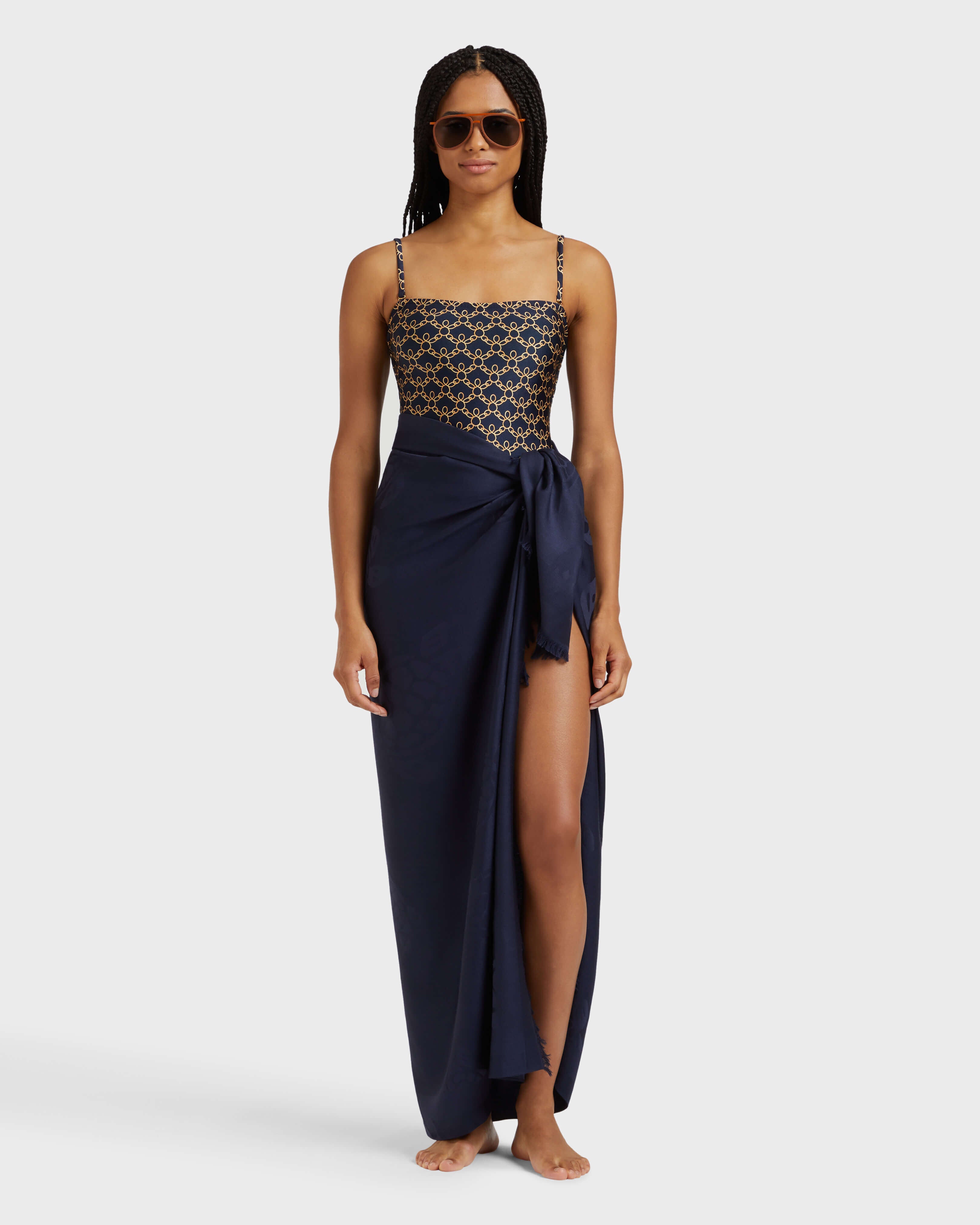 Bustier One-piece swimsuit Turtles Chains - Blue Navy / Vilebrequin US