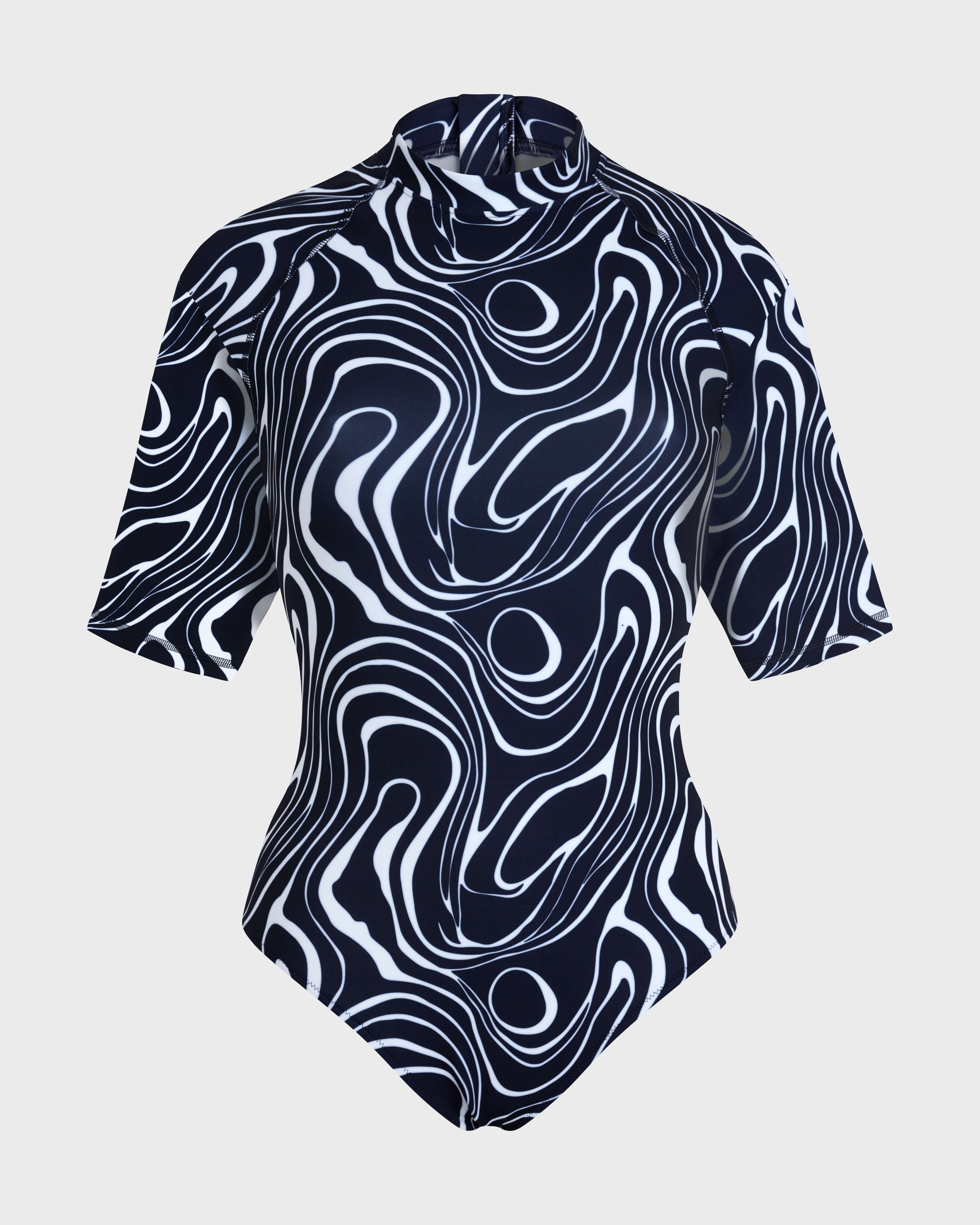 Short Sleeves UV Protection One-piece Rashguard Waves - Blue Navy / Vilebrequin Outlet