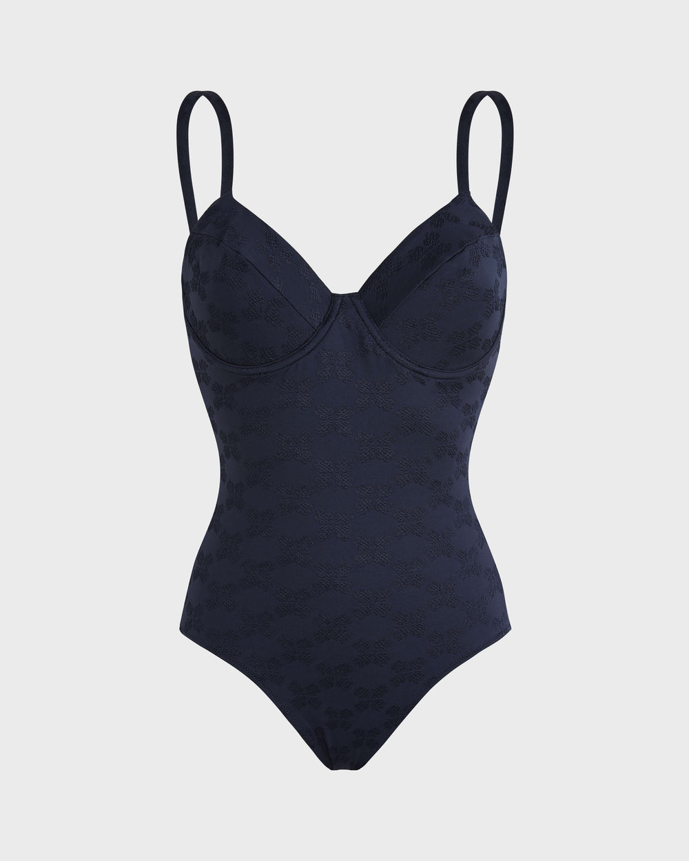 Underwire One-piece Swimsuit Turtle Monogram Jacquard - Blue Navy / Vilebrequin US