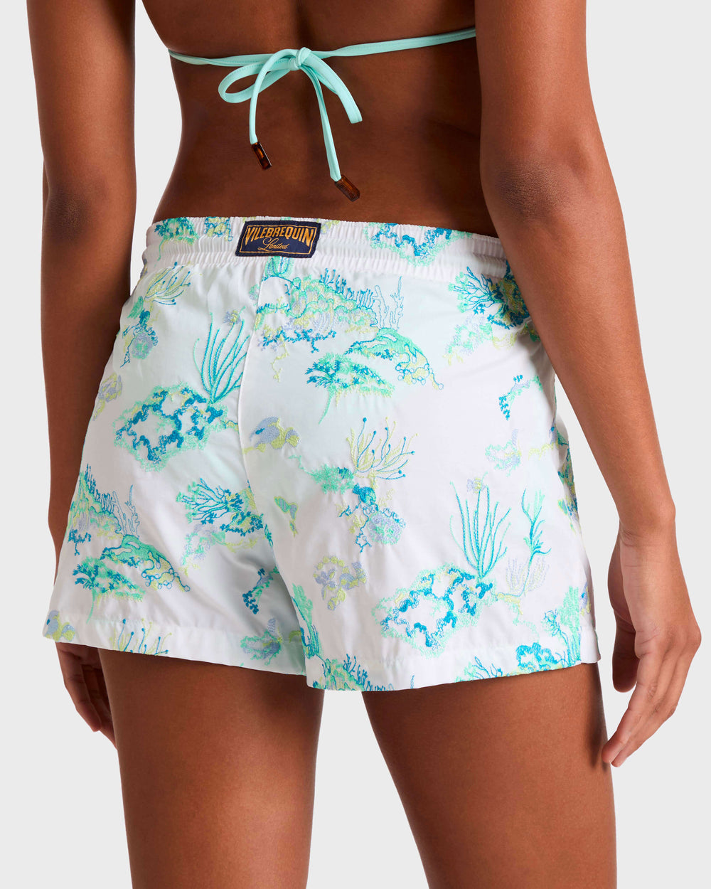 Embroidered Stretch Swim Trunks Coral Reef - Limited Edition - White / Vilebrequin Sale