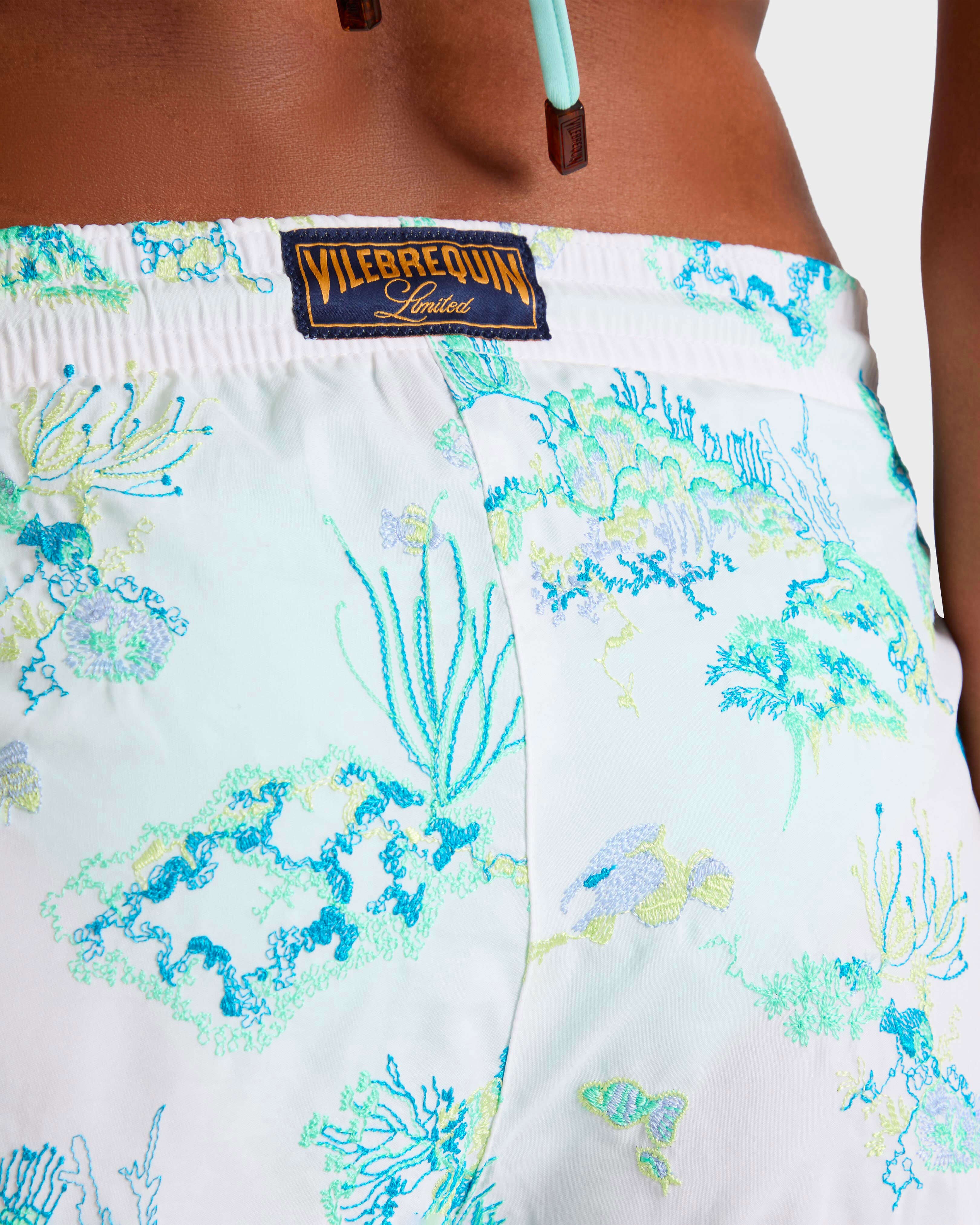 Embroidered Stretch Swim Trunks Coral Reef - Limited Edition - White / Vilebrequin Sale