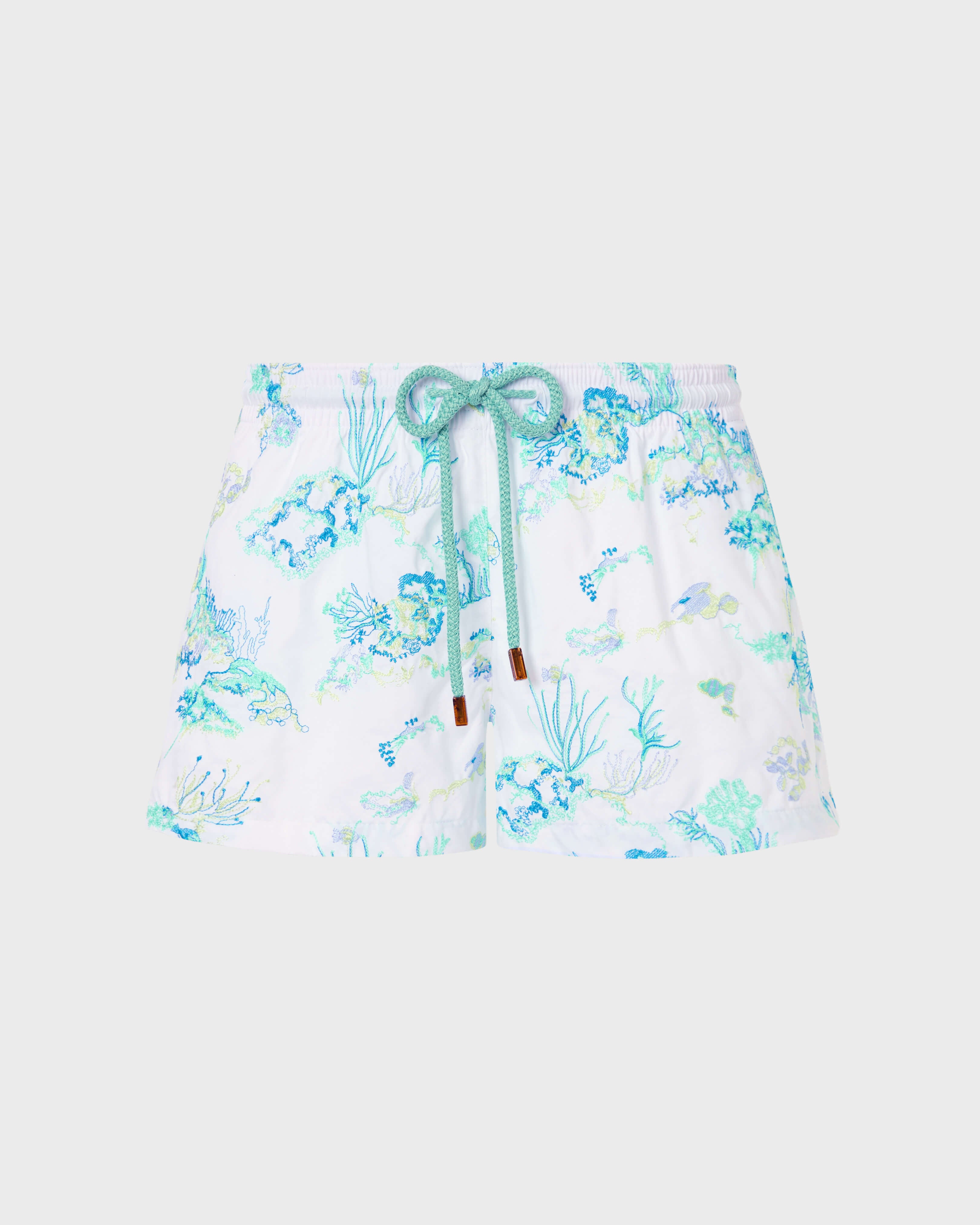 Embroidered Stretch Swim Trunks Coral Reef - Limited Edition - White / Vilebrequin Sale