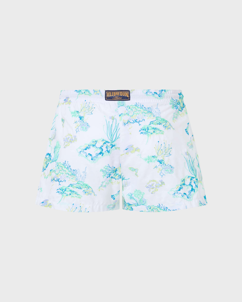 Embroidered Stretch Swim Trunks Coral Reef - Limited Edition - White / Vilebrequin Sale