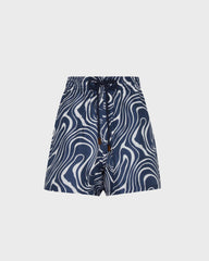 Silk Bermuda Shorts Waves - Blue Navy / Vilebrequin New