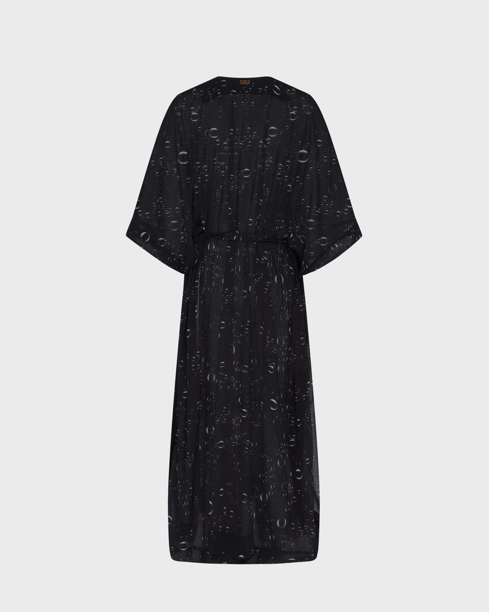 Long Crêpe Georgette Kaftan Bubble 3D - Black / Vilebrequin For sale