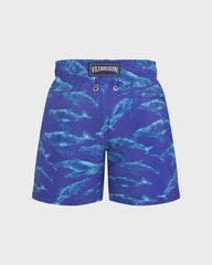 Boys Ultra-light and packable Swim Trunks Sparkling Whales - Blue Versailles / Vilebrequin Online