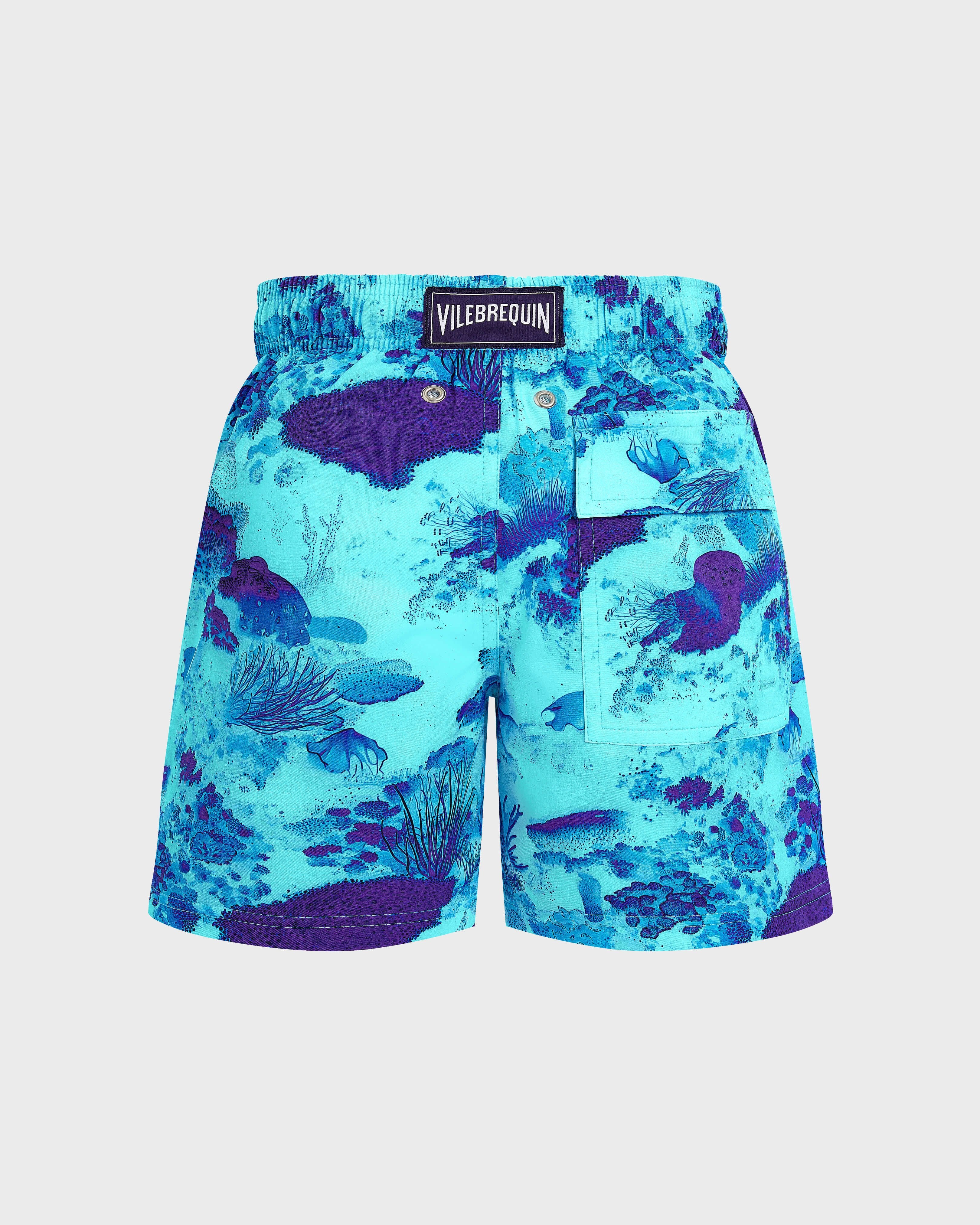 Boys Stretch Swim Trunks Coral Reef - Blue Oxygene / Vilebrequin On sale