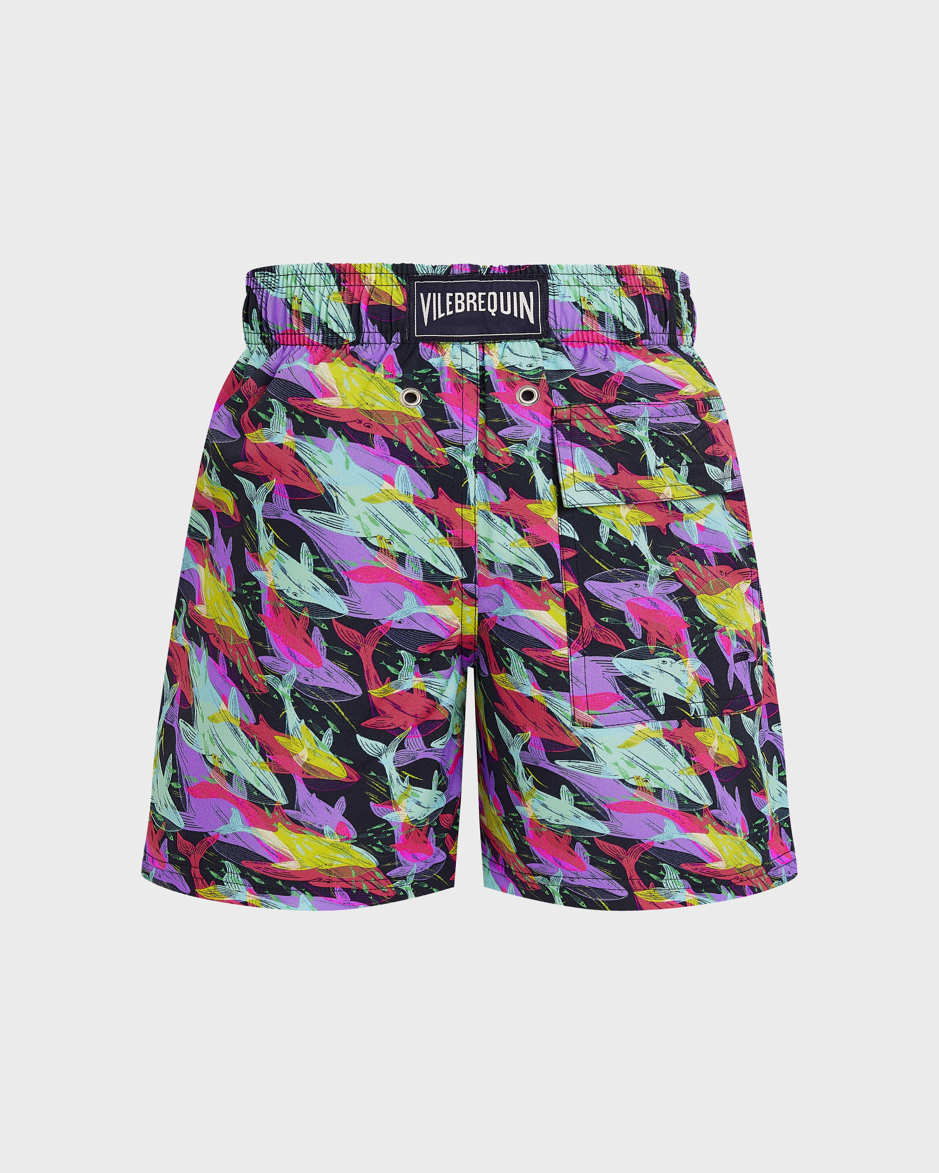 Boys Stretch Swim Trunks Whales Offset - Blue Navy / Vilebrequin Discount