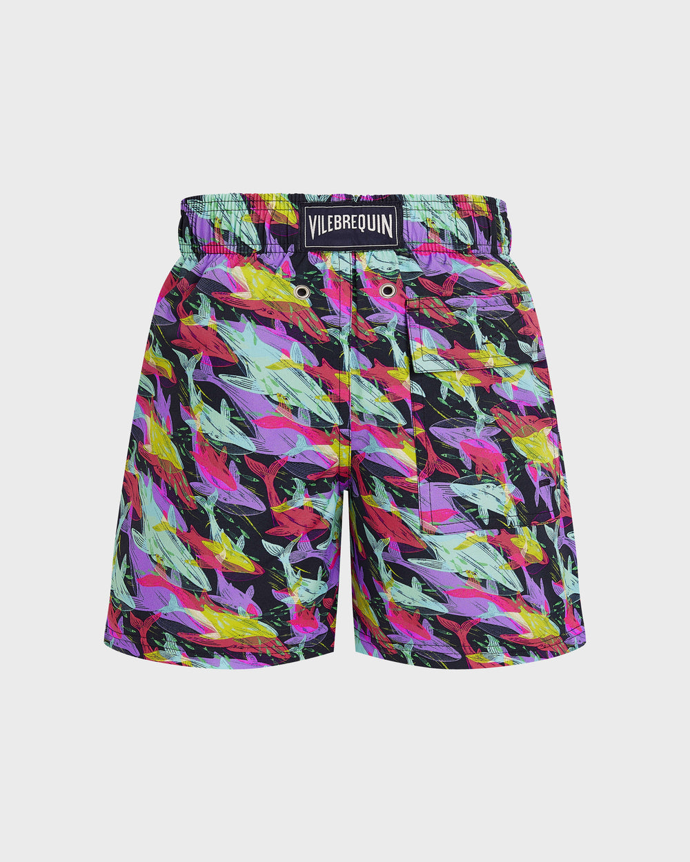 Boys Stretch Swim Trunks Whales Offset - Blue Navy / Vilebrequin Discount