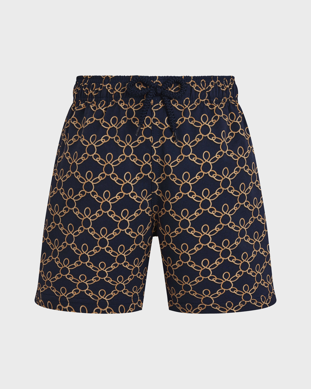 Boys Stretch Swim Shorts Turtles Chain - Blue Navy / Vilebrequin New