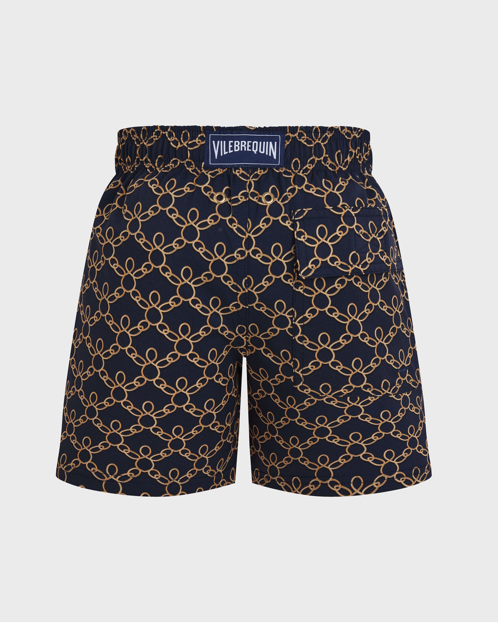 Boys Stretch Swim Shorts Turtles Chain - Blue Navy / Vilebrequin New