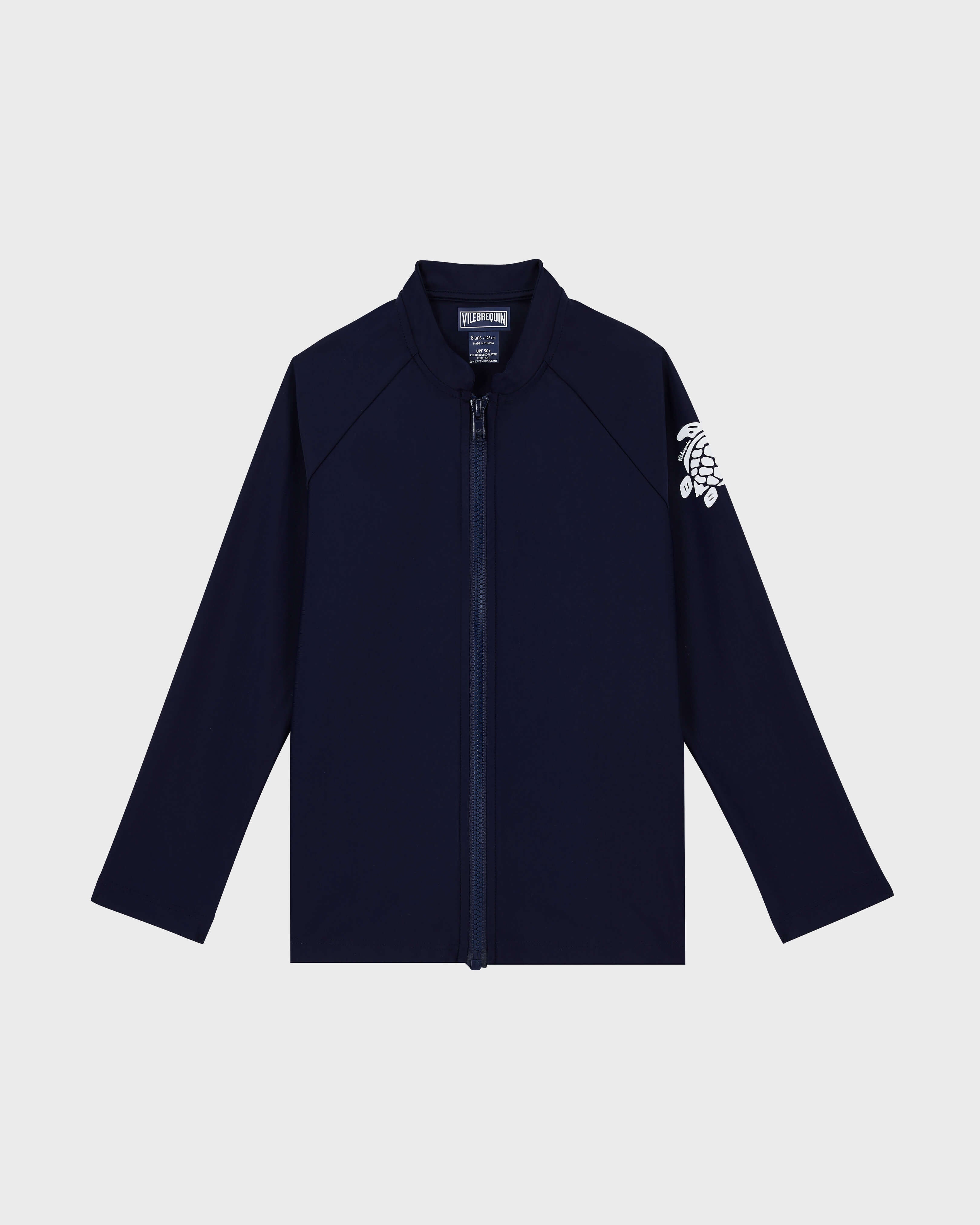 Kids Zipper Long Sleeves Rashguard Solid - Blue Navy / Vilebrequin Outlet