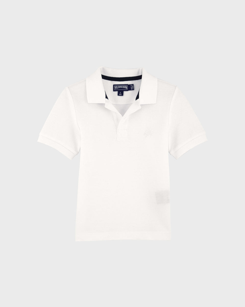 Cotton Pique Boys Polo Shirt Solid - White Boys Polo Shirt / Vilebrequin On sale