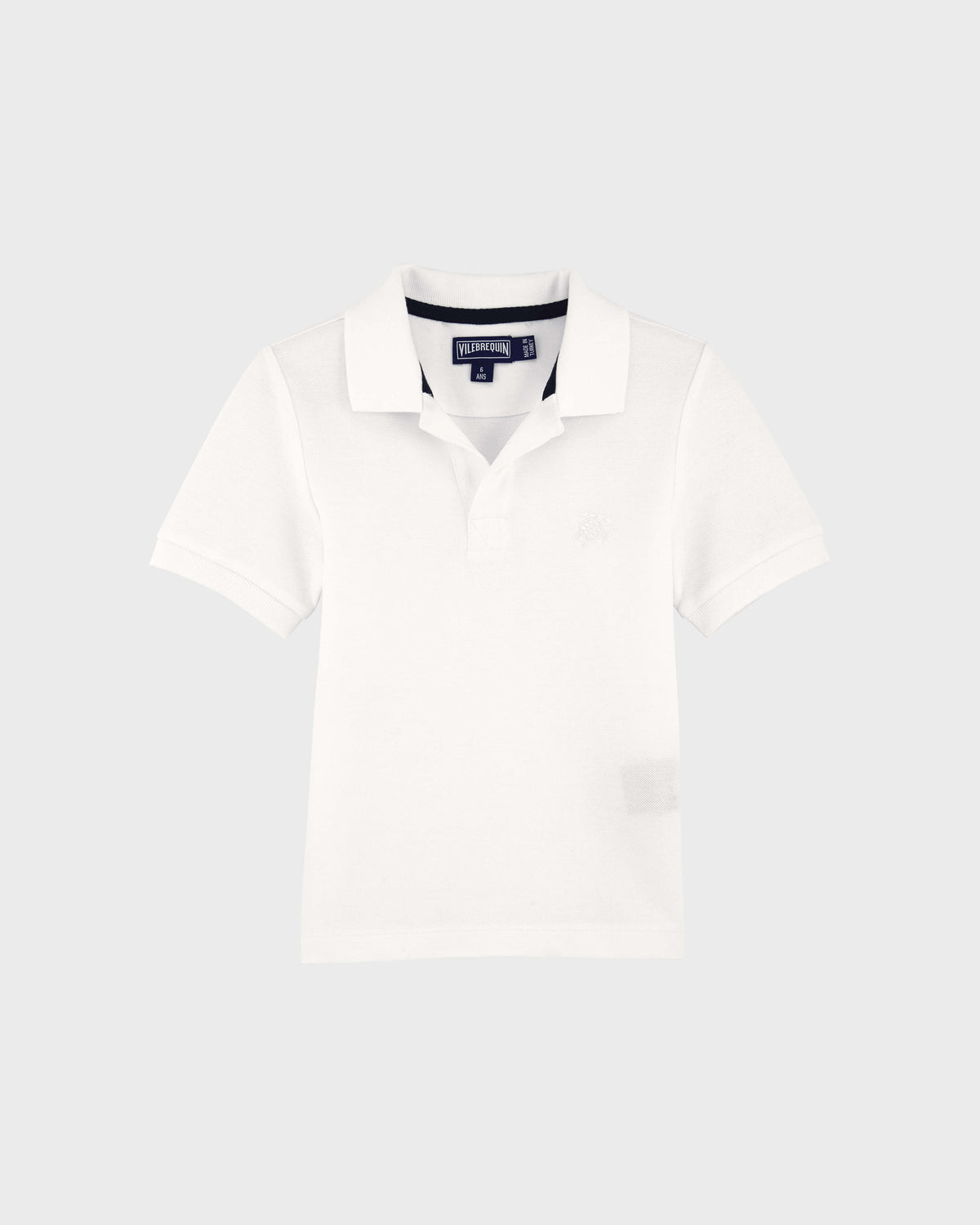 Cotton Pique Boys Polo Shirt Solid - White Boys Polo Shirt / Vilebrequin On sale