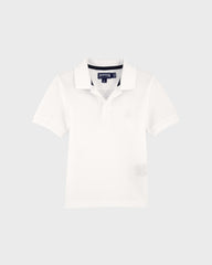Cotton Pique Boys Polo Shirt Solid - White Boys Polo Shirt / Vilebrequin On sale