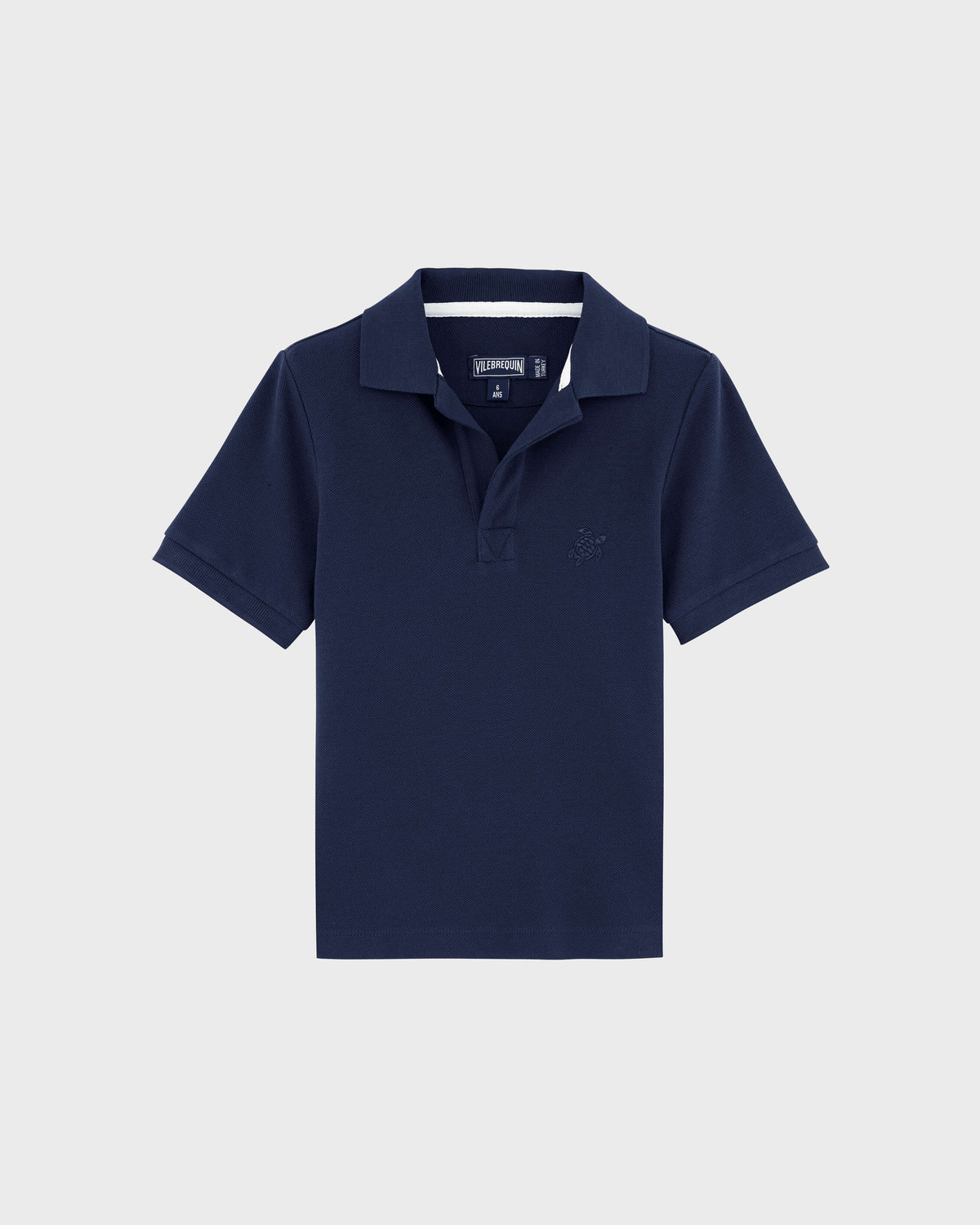 Cotton Pique Boys Polo Shirt Solid - Blue Navy Boys Polo Shirt / Vilebrequin For sale