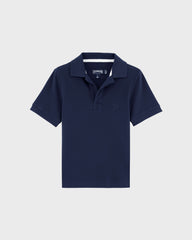 Cotton Pique Boys Polo Shirt Solid - Blue Navy Boys Polo Shirt / Vilebrequin For sale