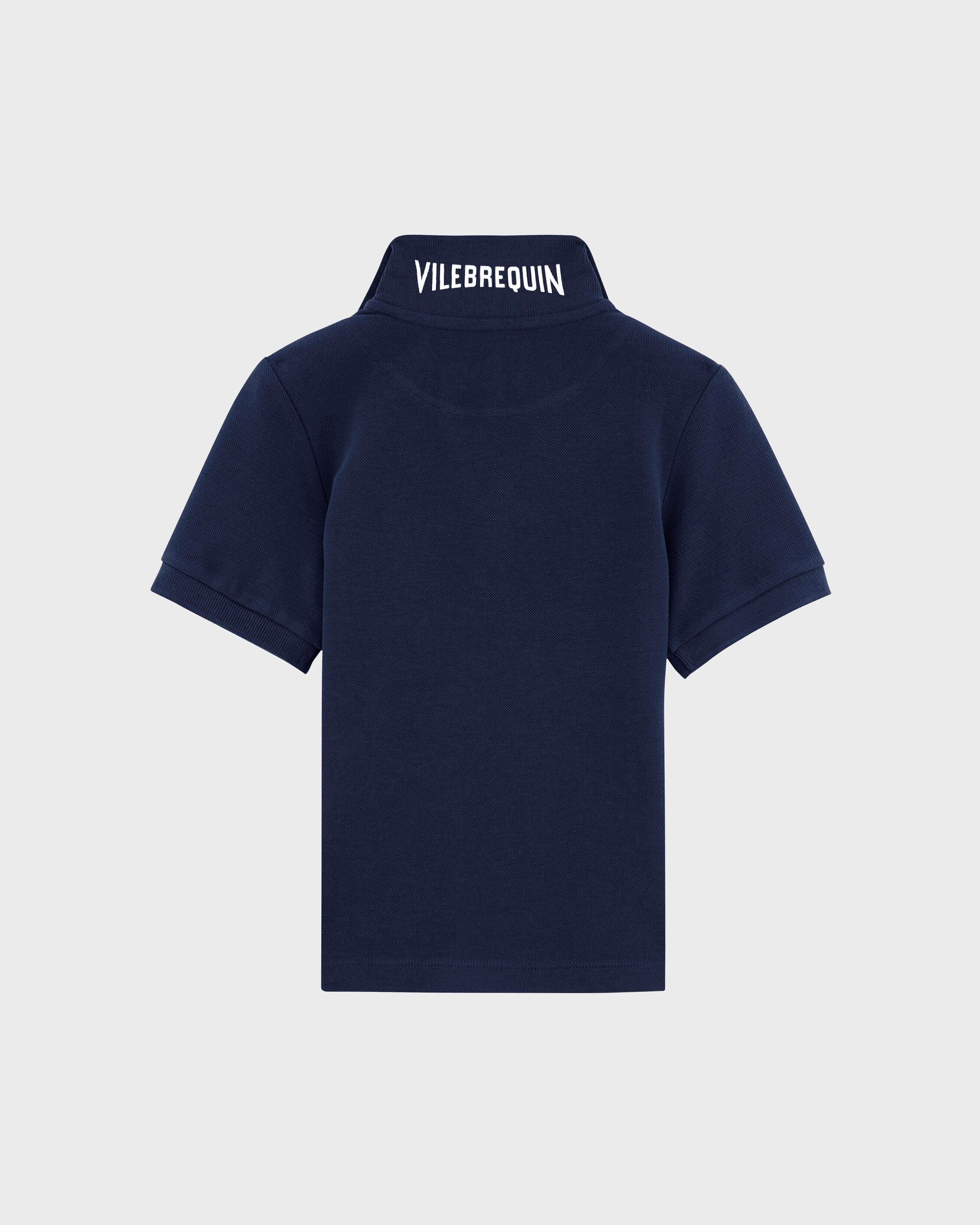 Cotton Pique Boys Polo Shirt Solid - Blue Navy Boys Polo Shirt / Vilebrequin For sale
