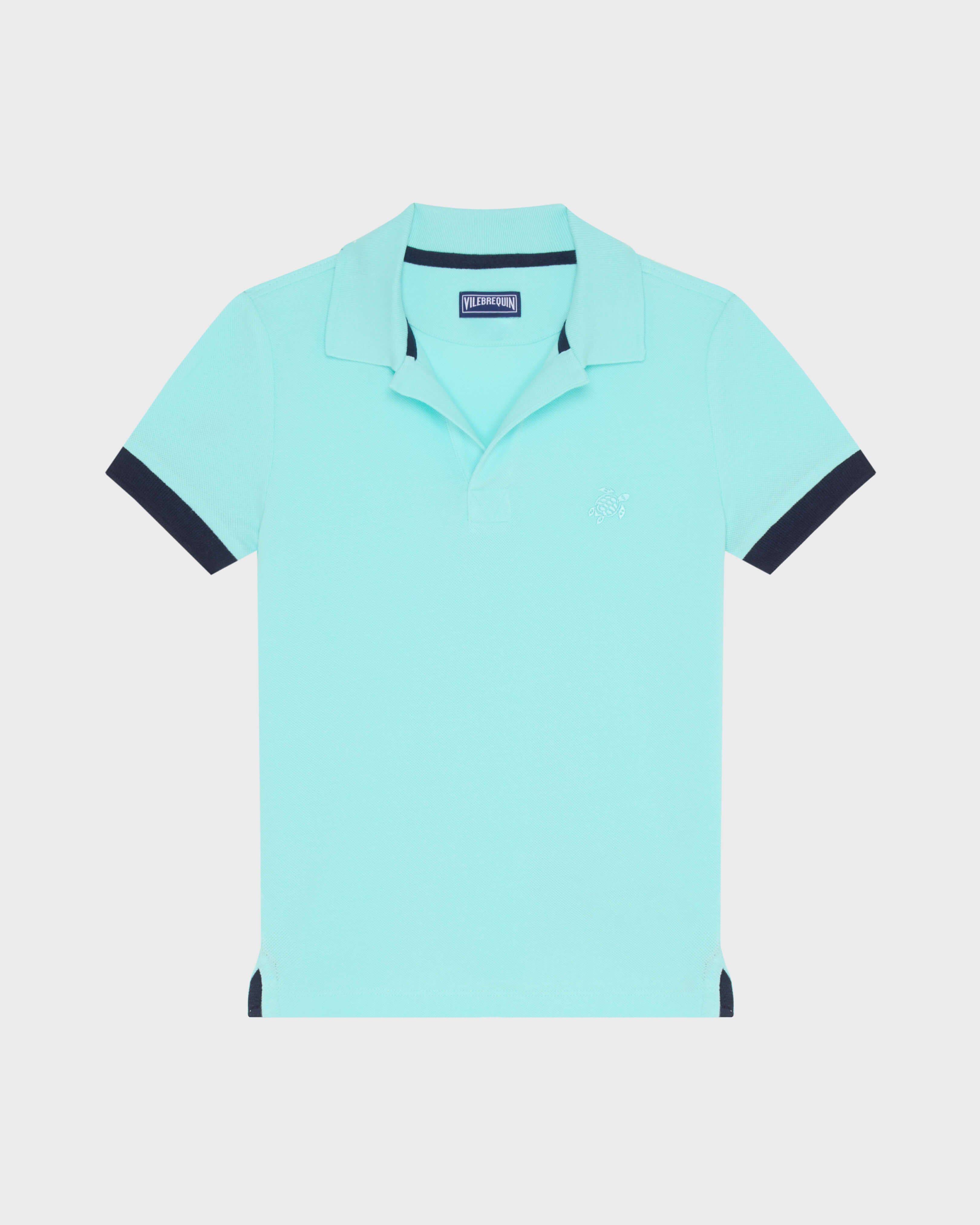 Boys Organic Cotton Polo Solid - Blue Oxygene / Vilebrequin Discount