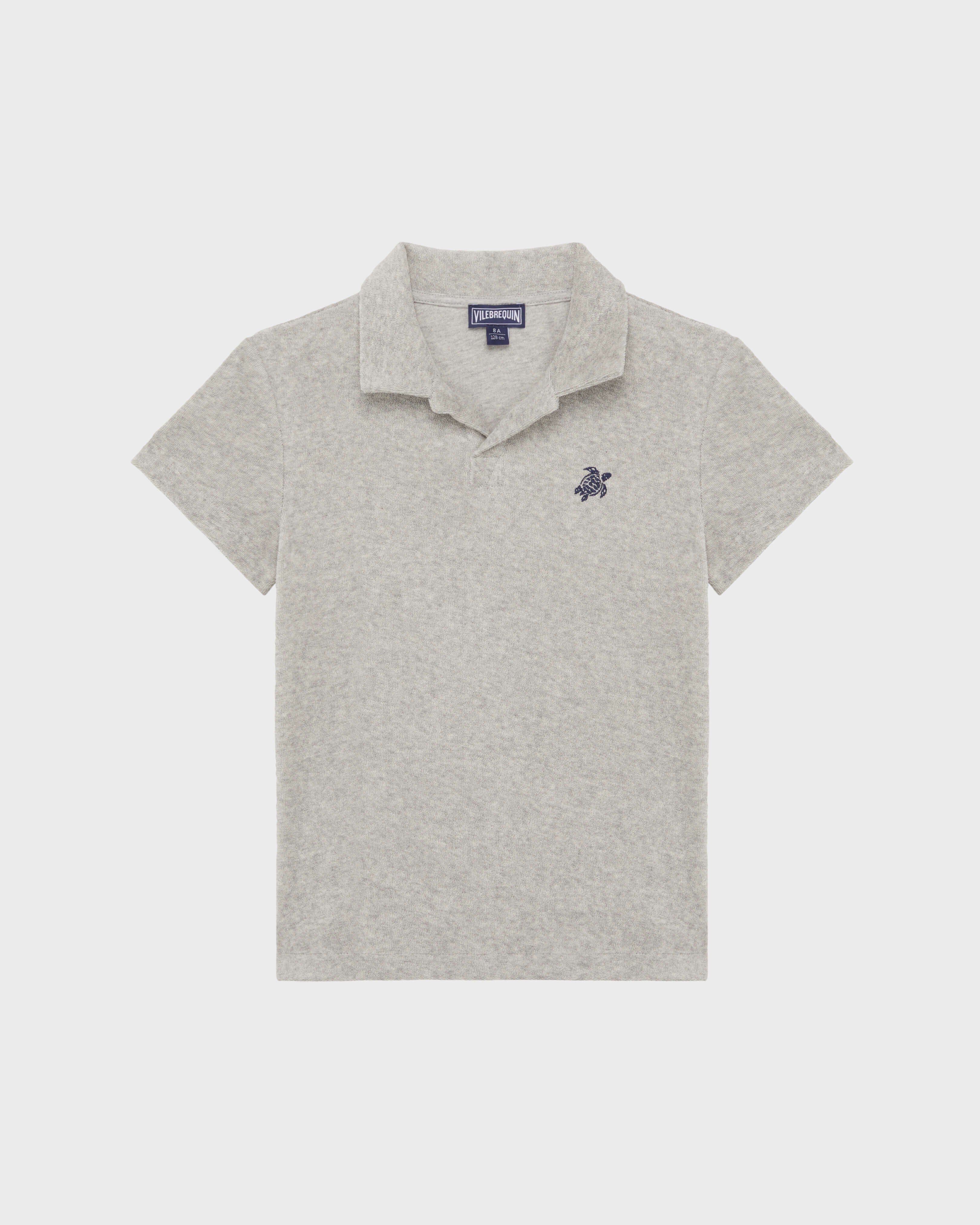 Boys Terry Polo Embroidered Turtle - Heather grey / Vilebrequin Online
