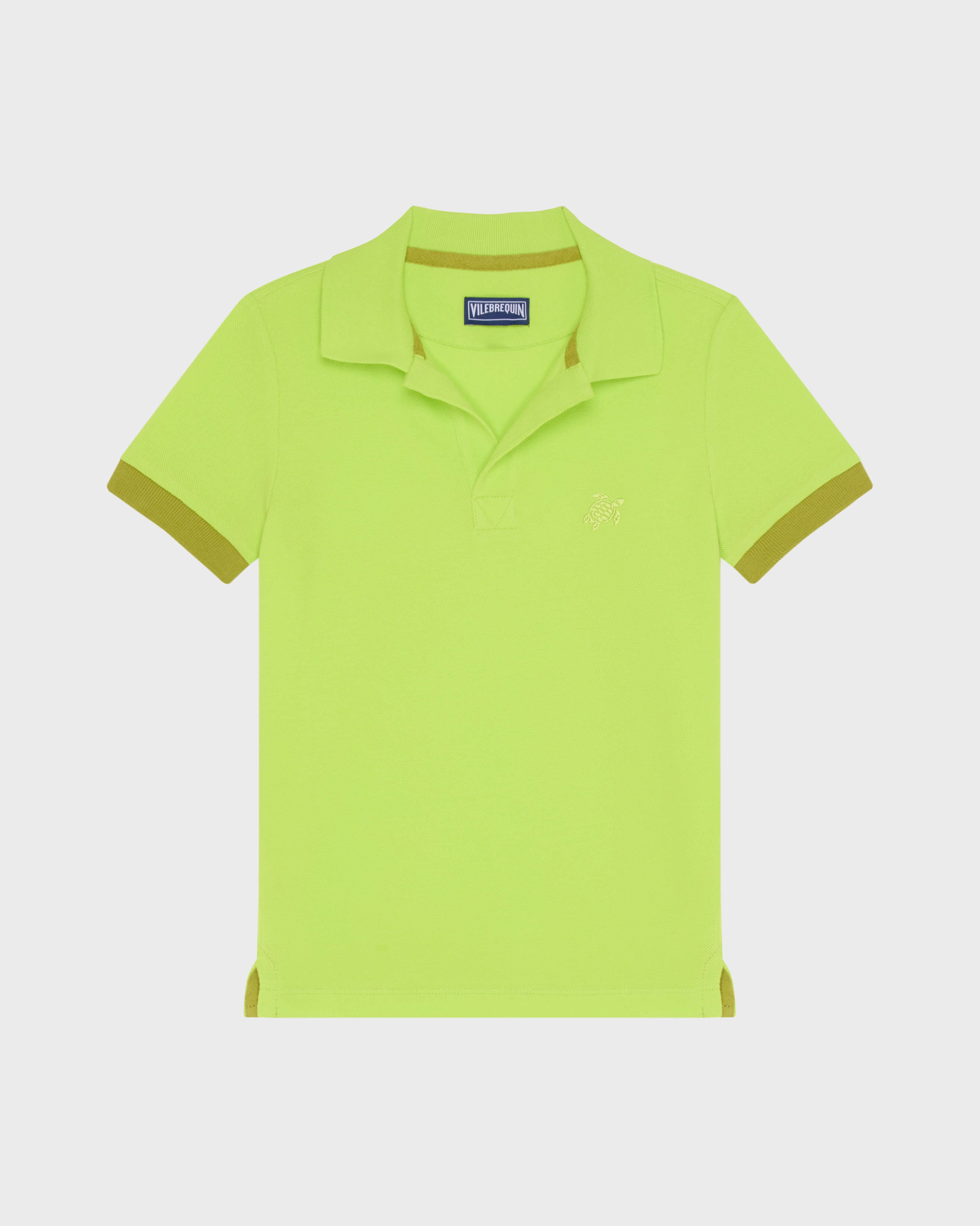 Boys Organic Cotton Polo Solid - Green Acide / Vilebrequin On sale