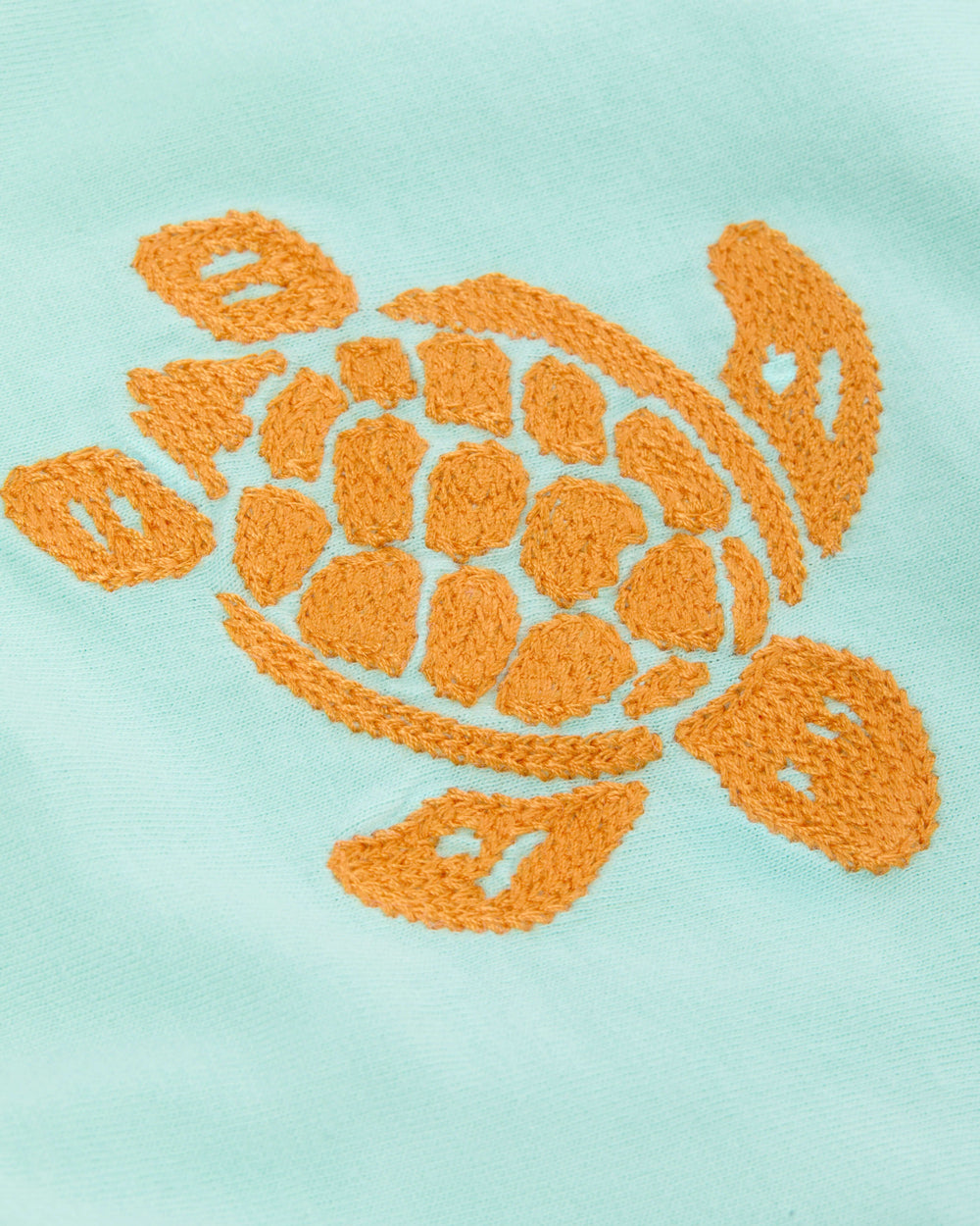 Boys Organic Cotton T-shirt Embroidered Turtle - Green Caribbean / Vilebrequin For sale