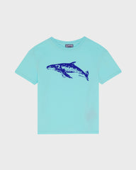 Boys Organic Cotton T-shirt Whale - Blue Oxygene / Vilebrequin Outlet