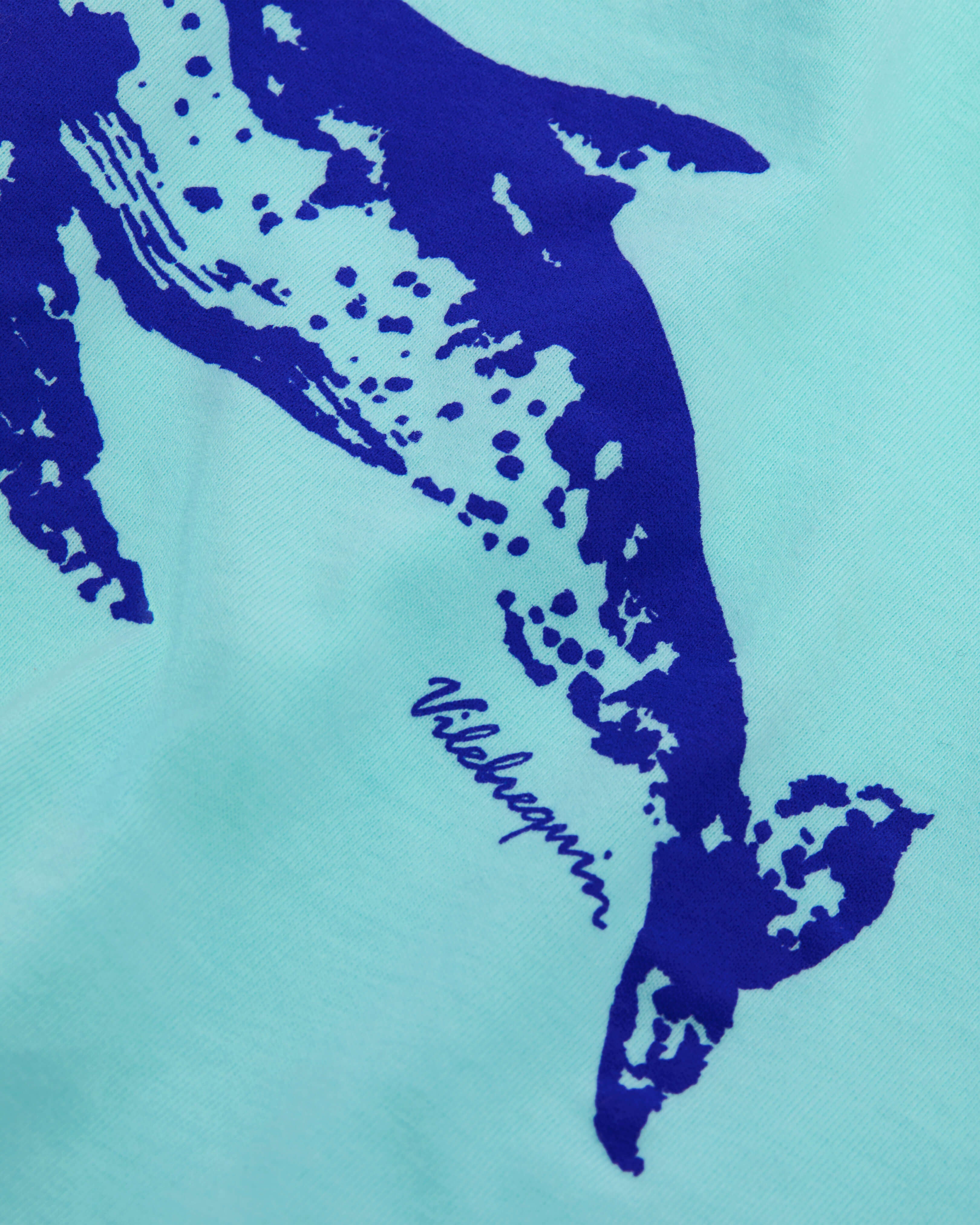Boys Organic Cotton T-shirt Whale - Blue Oxygene / Vilebrequin Outlet