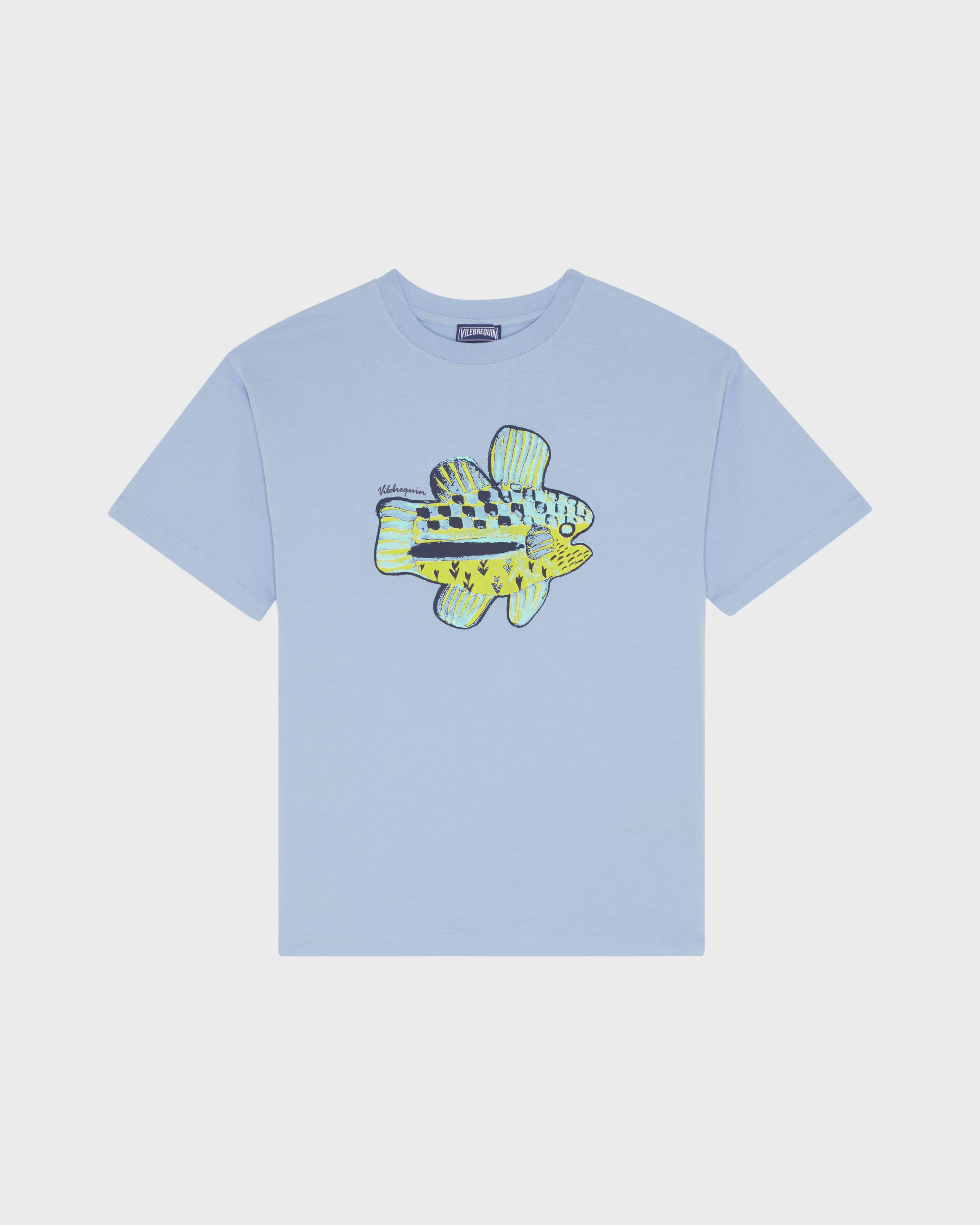 Boys Organic Cotton Oversize T-shirt Fish - Blue Cloudy / Vilebrequin New