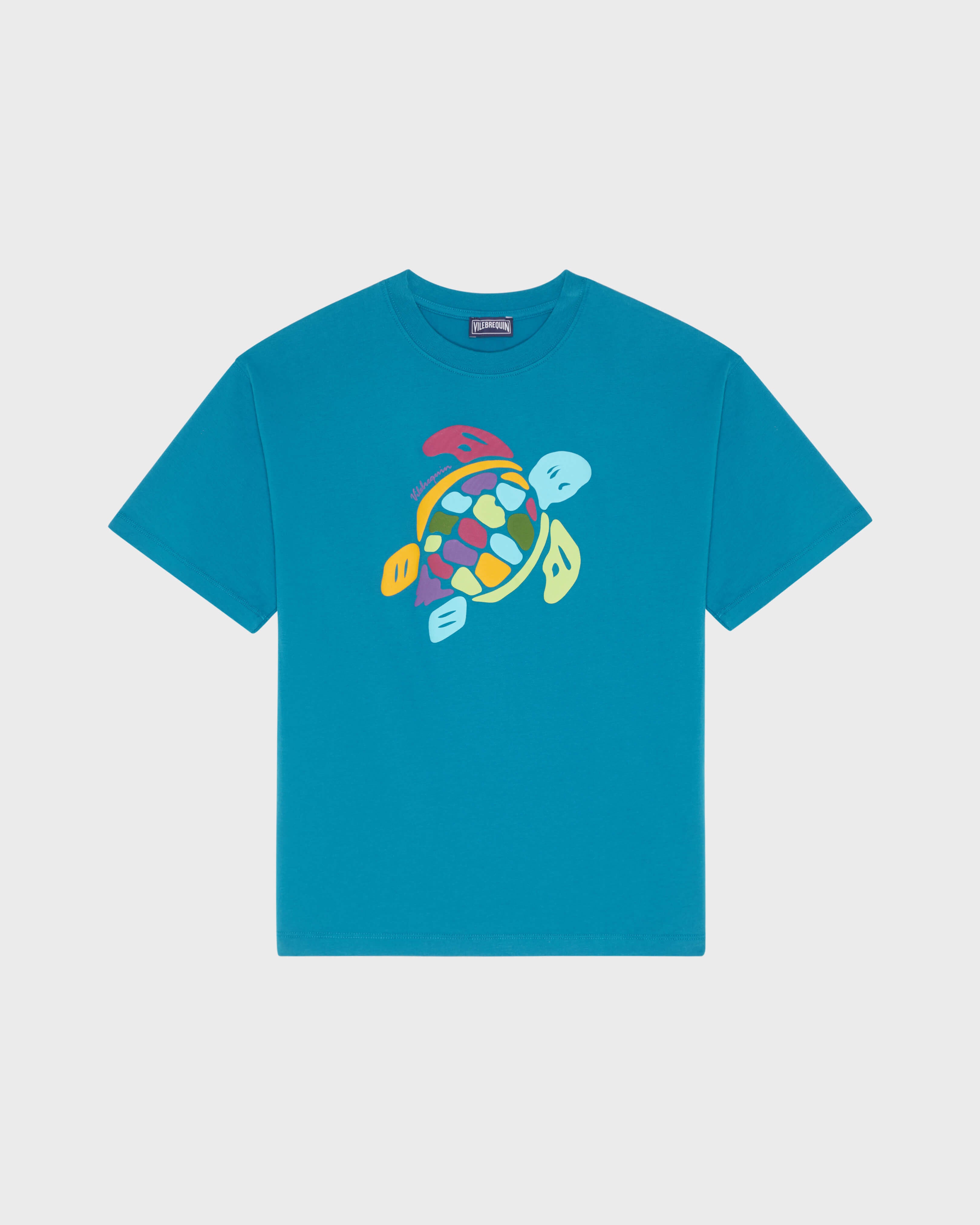 Boys Organic Cotton Oversize T-shirt Big Turtle - Blue Coin coin / Vilebrequin Online