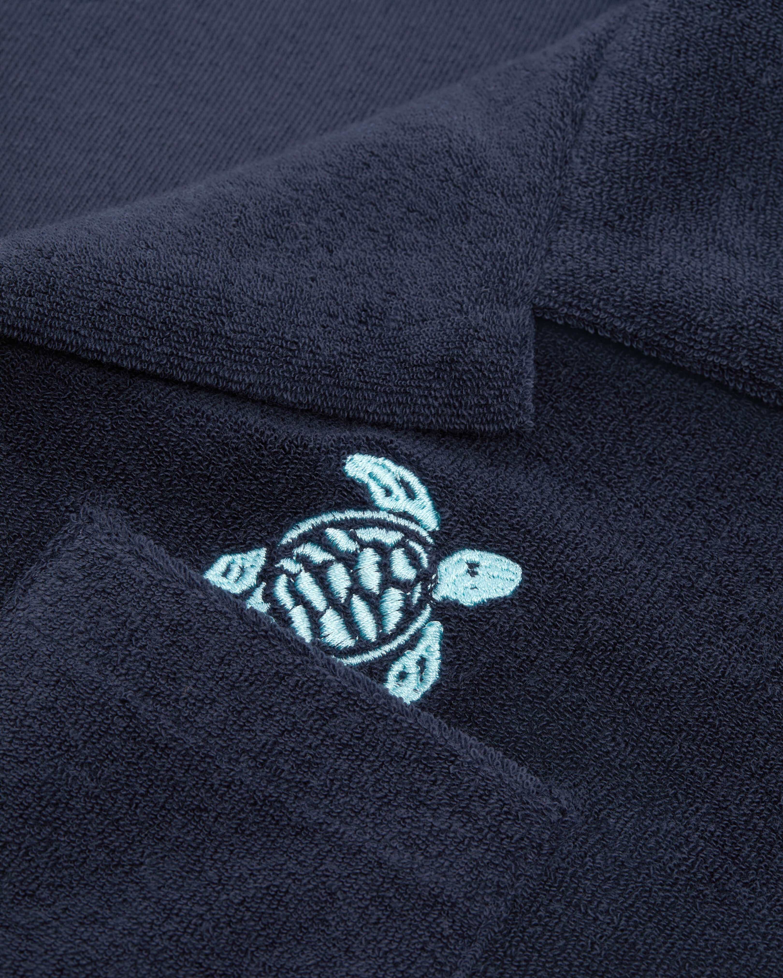 Boys Terry Bowling Shirt Embroidered Turtle - Blue Navy / Vilebrequin New