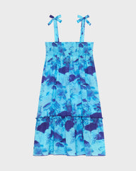 Girls Organic Cotton voile Dress Coral Reef - Blue Oxygene / Vilebrequin Sale