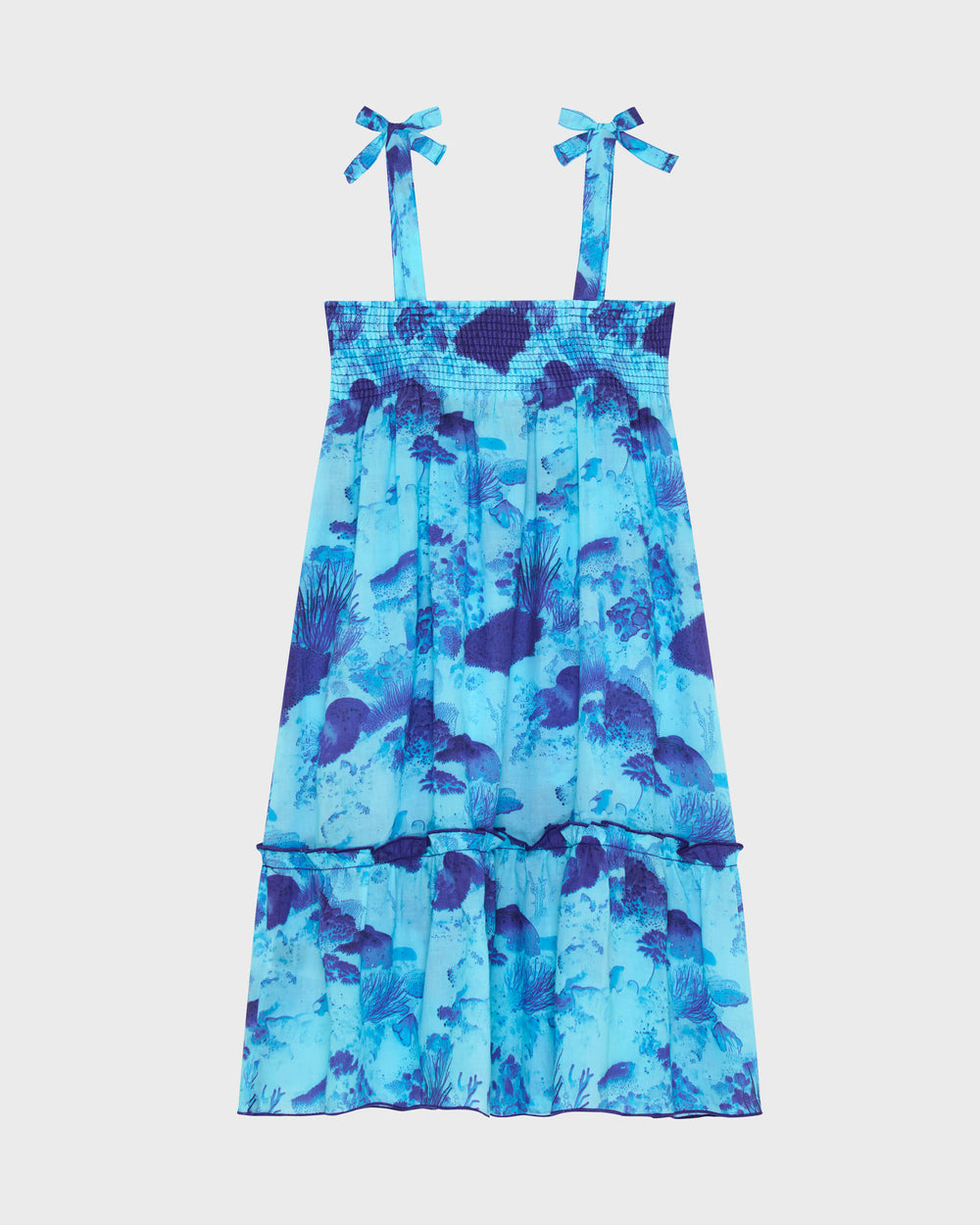Girls Organic Cotton voile Dress Coral Reef - Blue Oxygene / Vilebrequin Sale