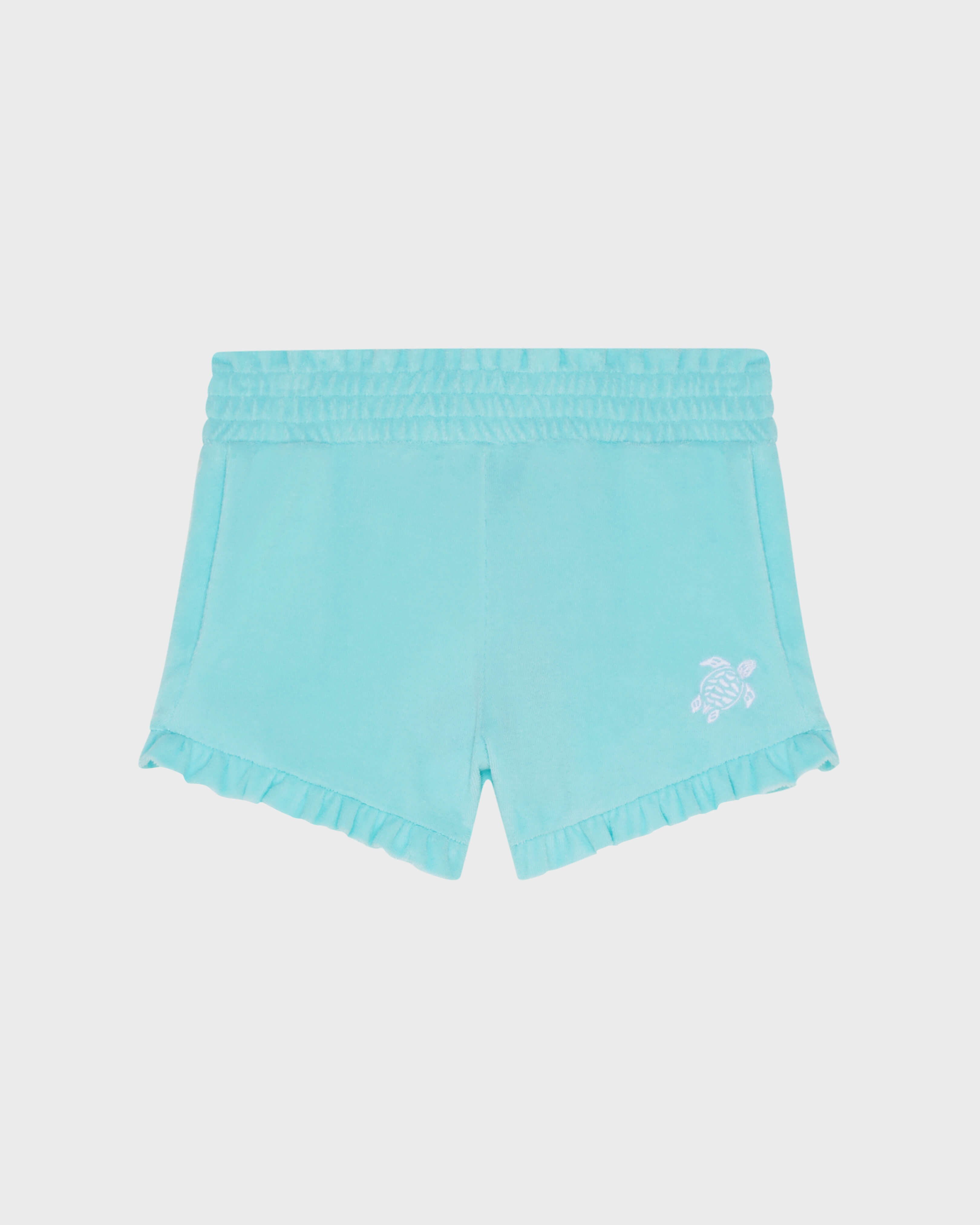 Girls Terry Shorts Embroidered Turtle - Blue Oxygene / Vilebrequin US