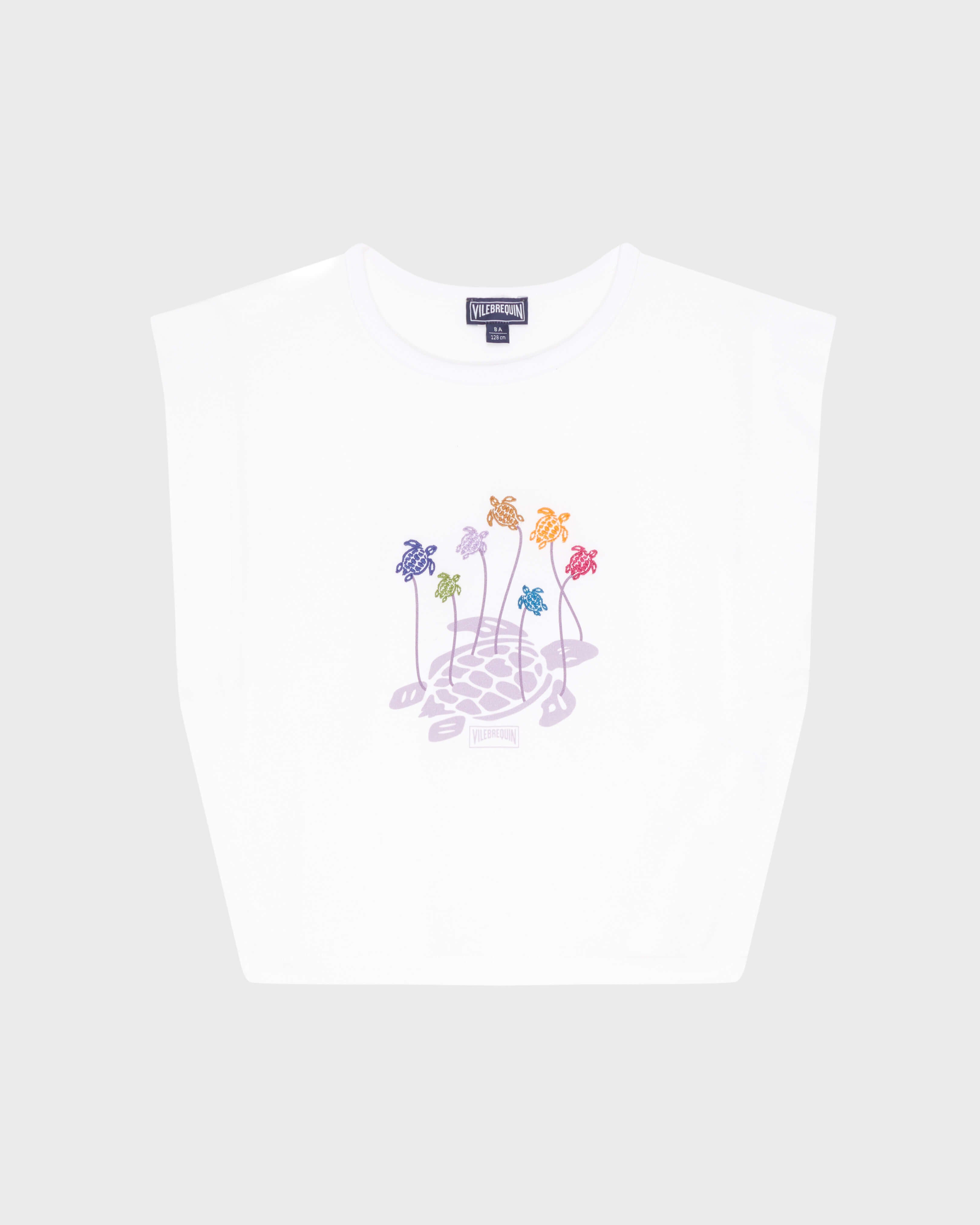 Girls Organic Cotton Tank Top Mini Turtle - White / Vilebrequin New
