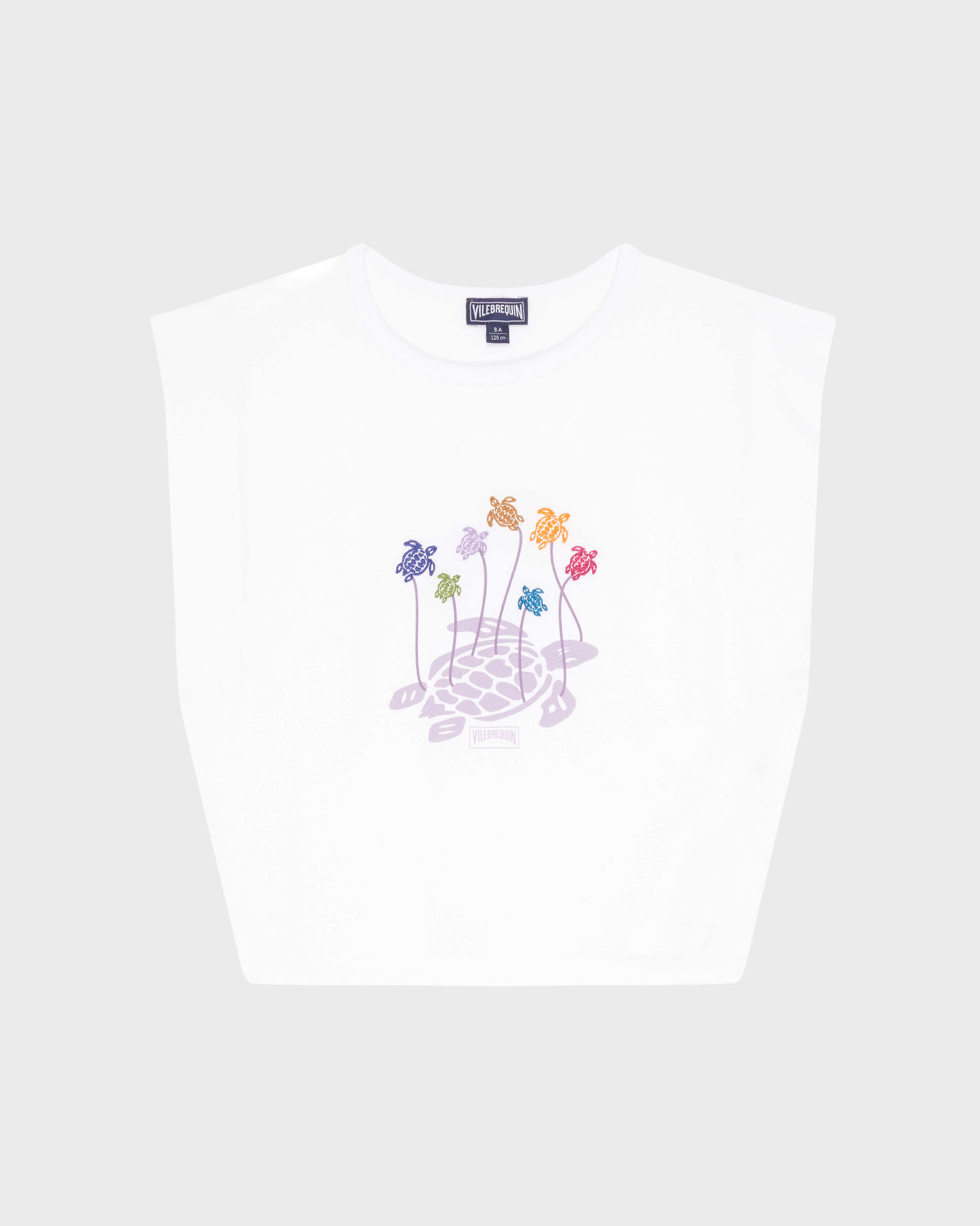 Girls Organic Cotton Tank Top Mini Turtle - White / Vilebrequin New