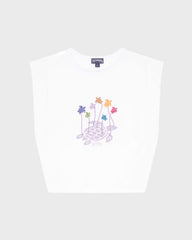 Girls Organic Cotton Tank Top Mini Turtle - White / Vilebrequin New