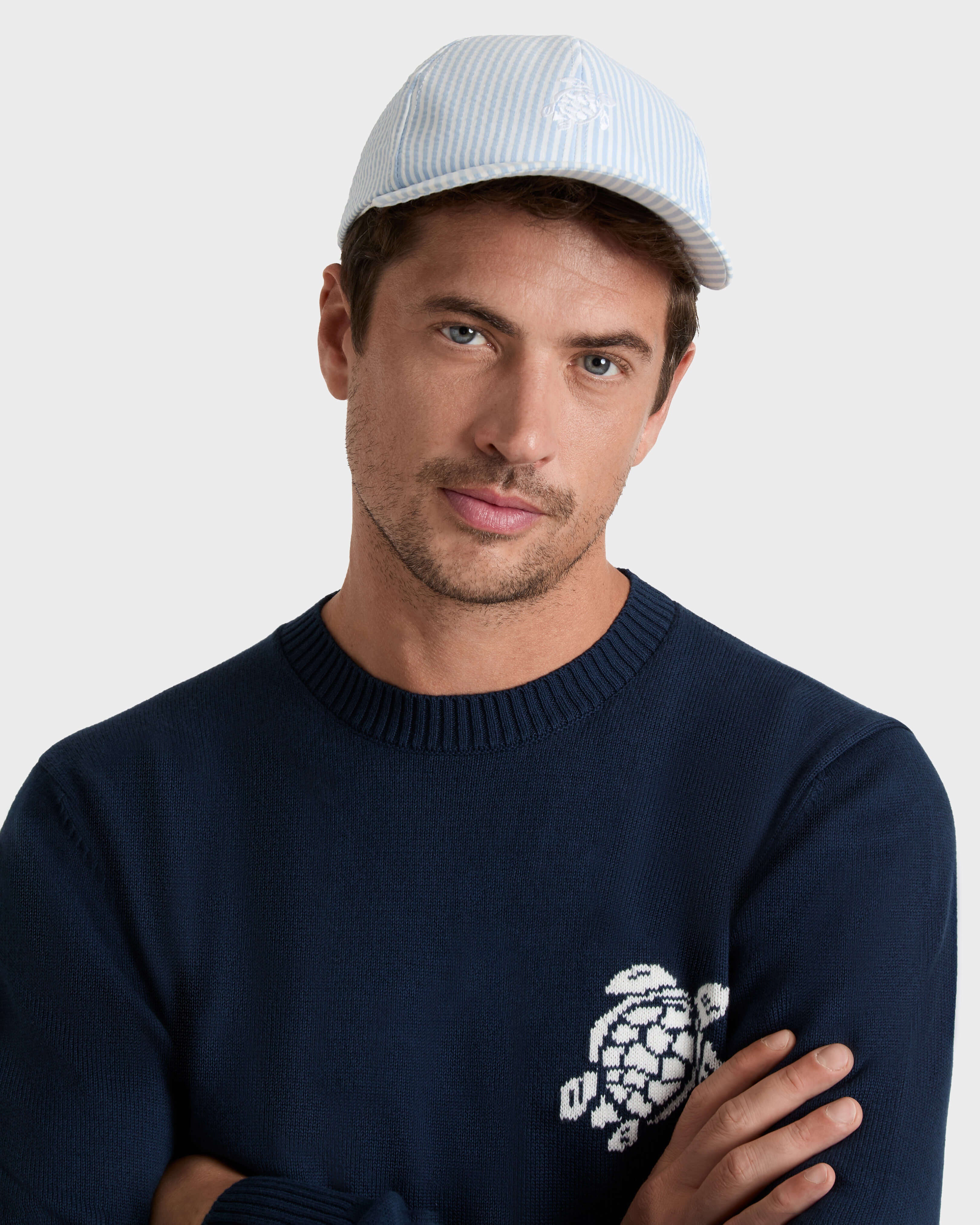 Seersuckers Stripes Cap - Blue Cloudy / Vilebrequin For sale