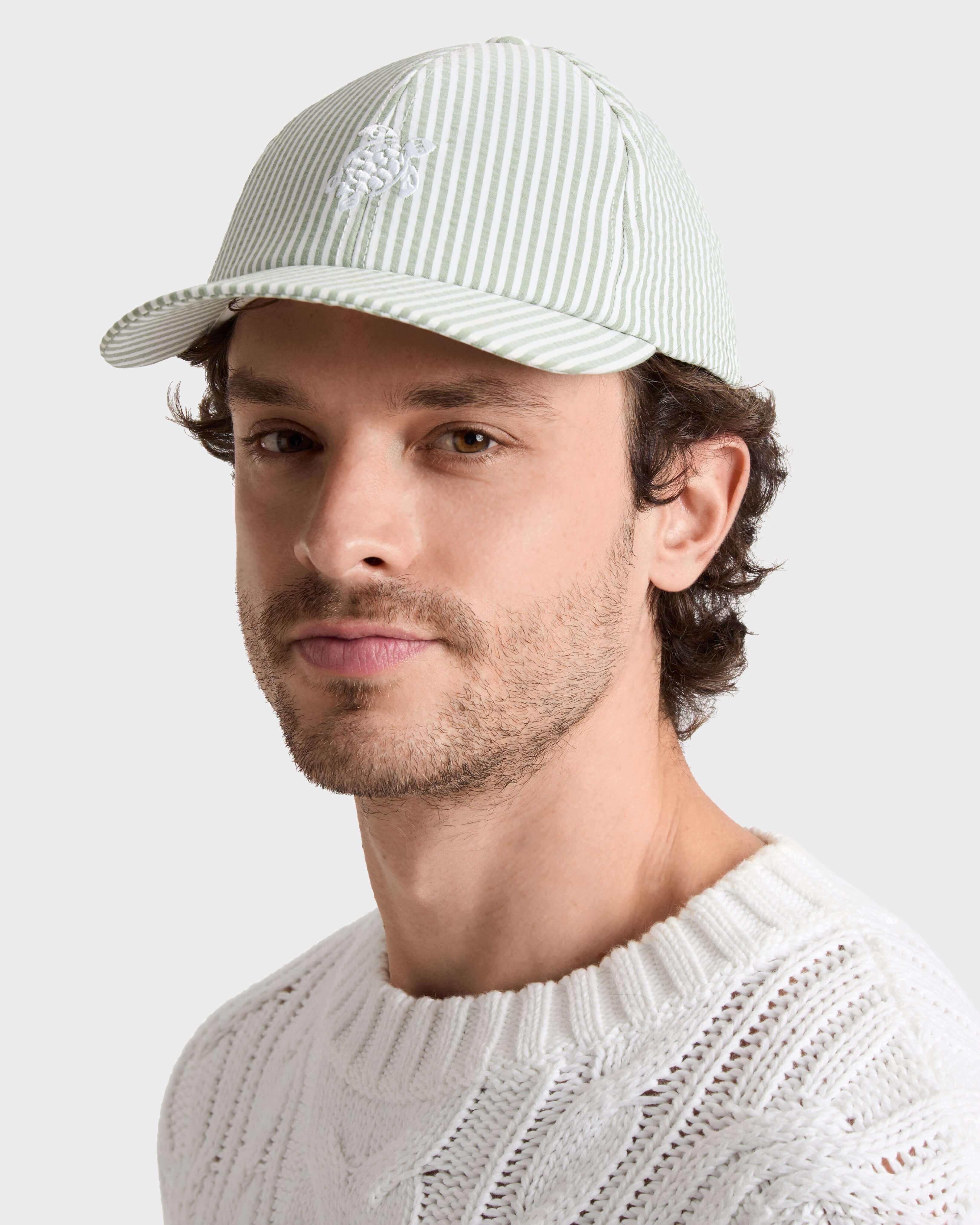 Seersuckers Stripes Cap - Green Khaki / Vilebrequin Discount