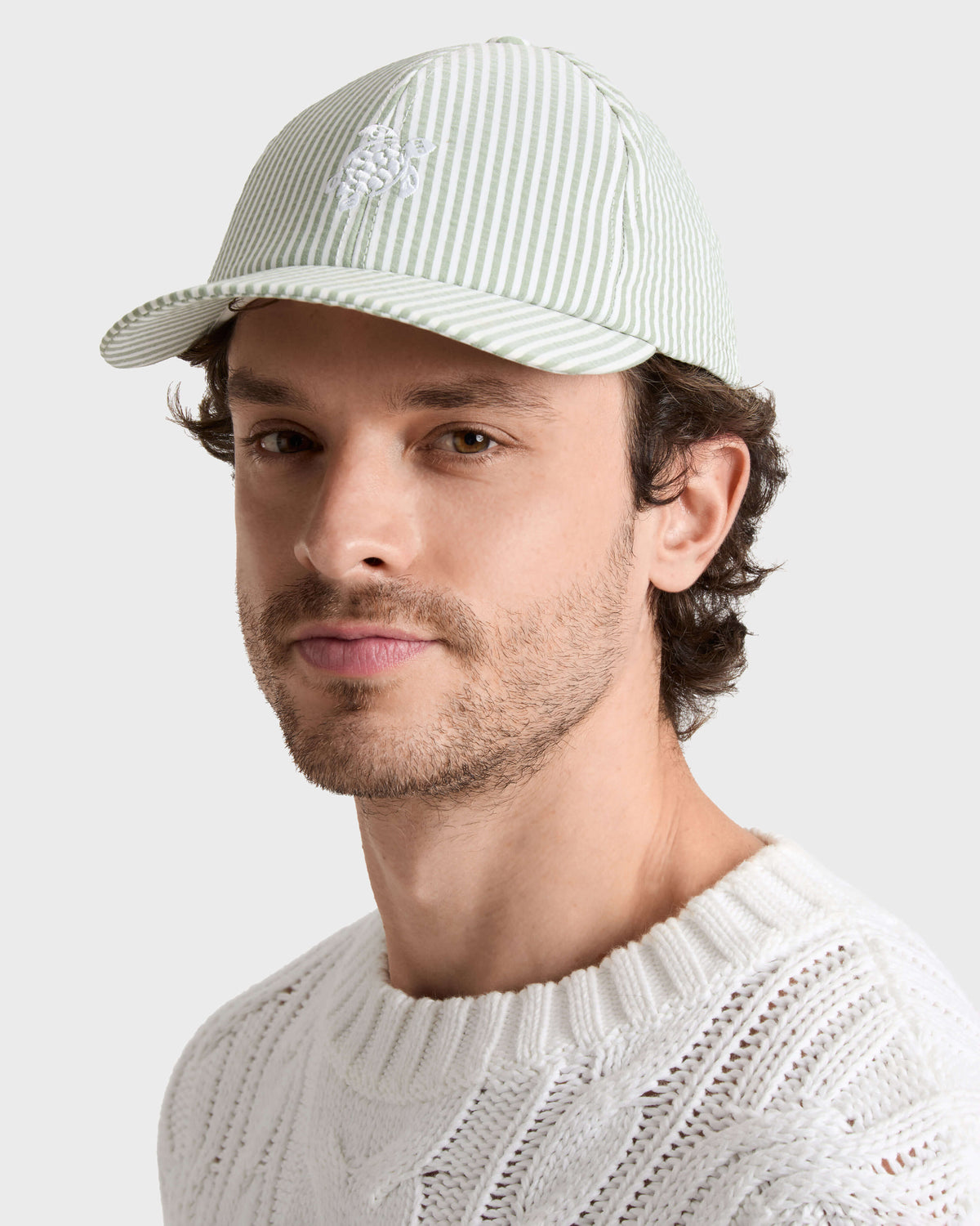 Seersuckers Stripes Cap - Green Khaki / Vilebrequin Discount