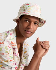 Linen Bucket hat Pescador - VBQ x Fabrice Hyber - White Papier / Vilebrequin On sale